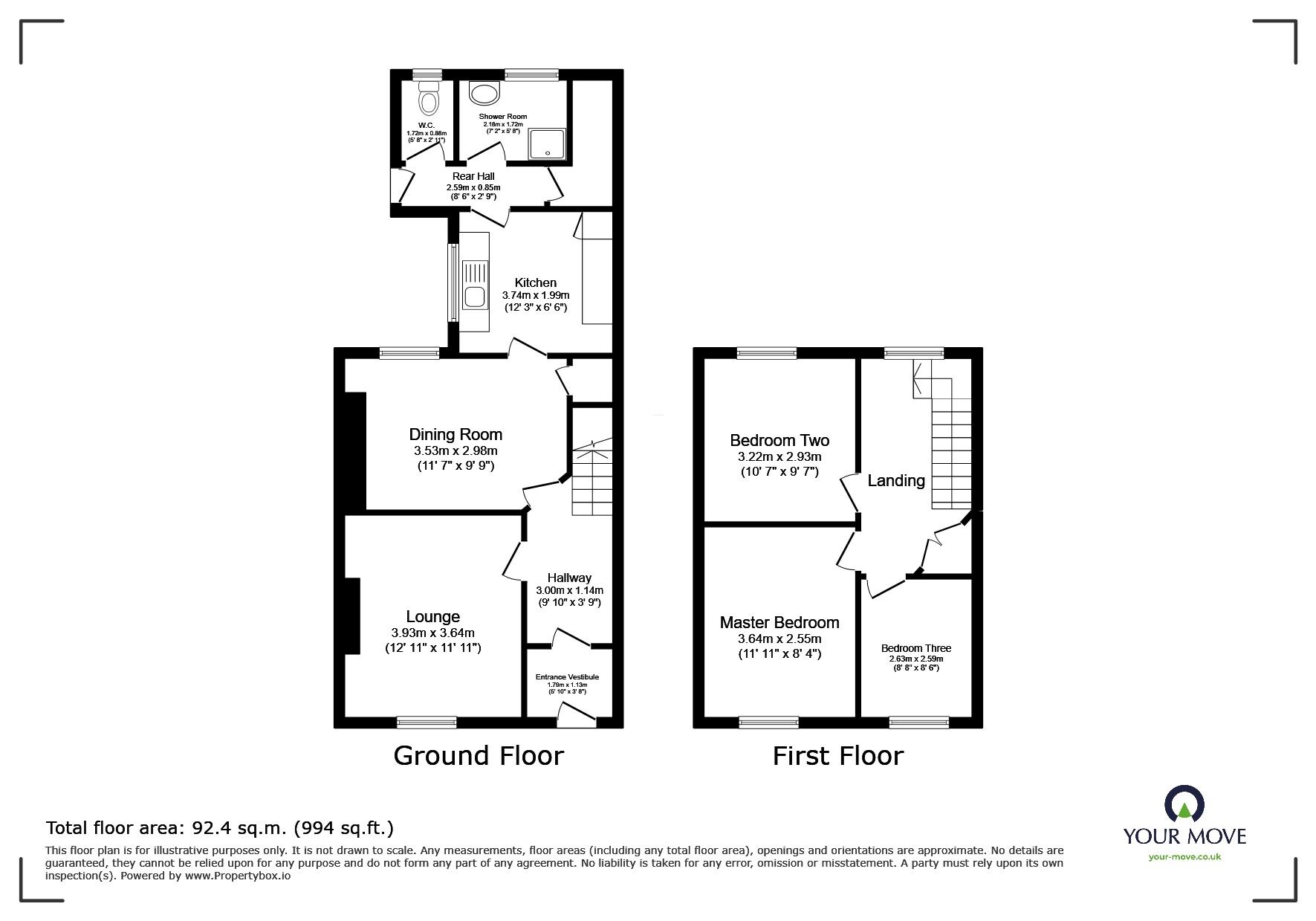 Floorplan of 3 bedroom Mid Terrace House for sale, Union Street, Camborne, Cornwall, TR14