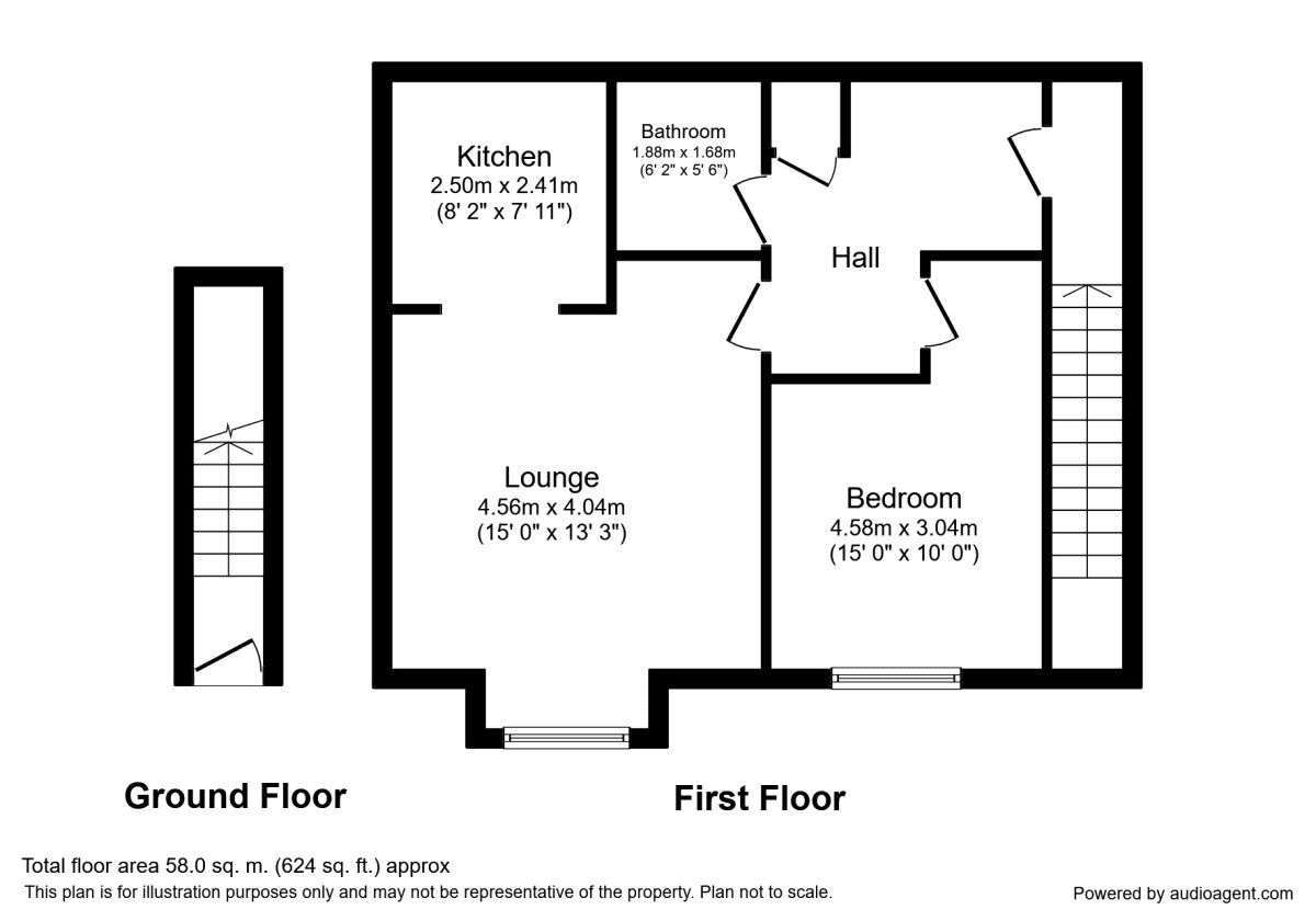 Floorplan of 1 bedroom Semi Detached Flat for sale, Kerrier Way, Camborne, Cornwall, TR14