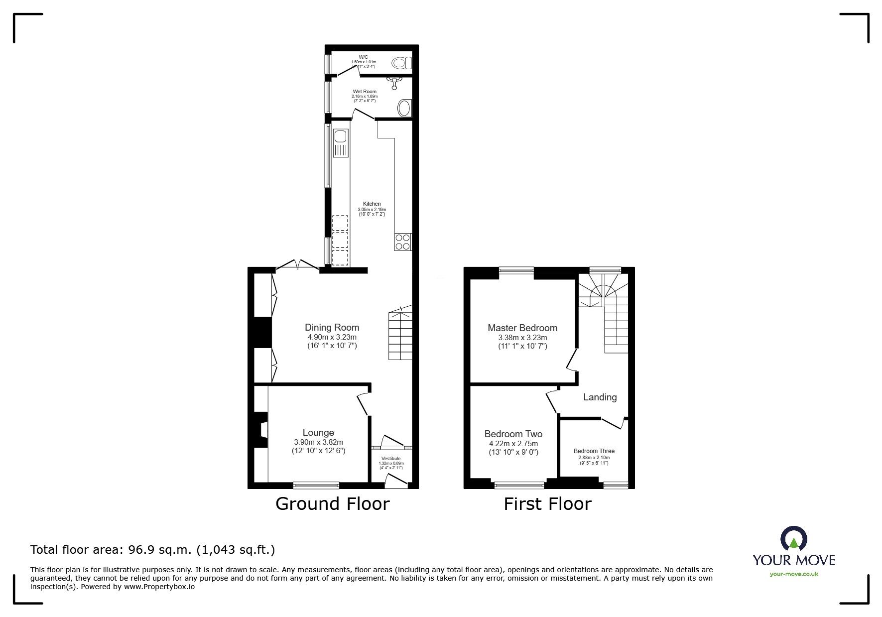 Floorplan of 3 bedroom Mid Terrace House for sale, Trevenson Street, Camborne, Cornwall, TR14