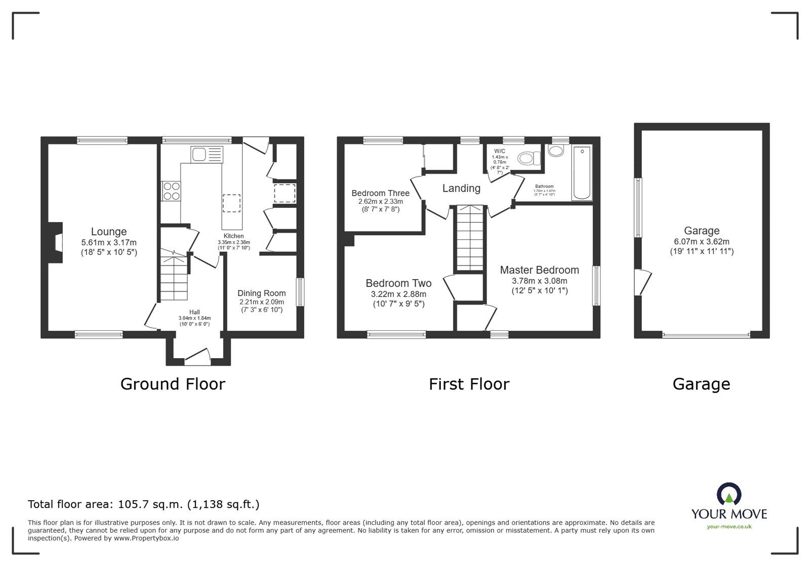 Floorplan of 3 bedroom Semi Detached House for sale, Trerise Road, Camborne, Cornwall, TR14