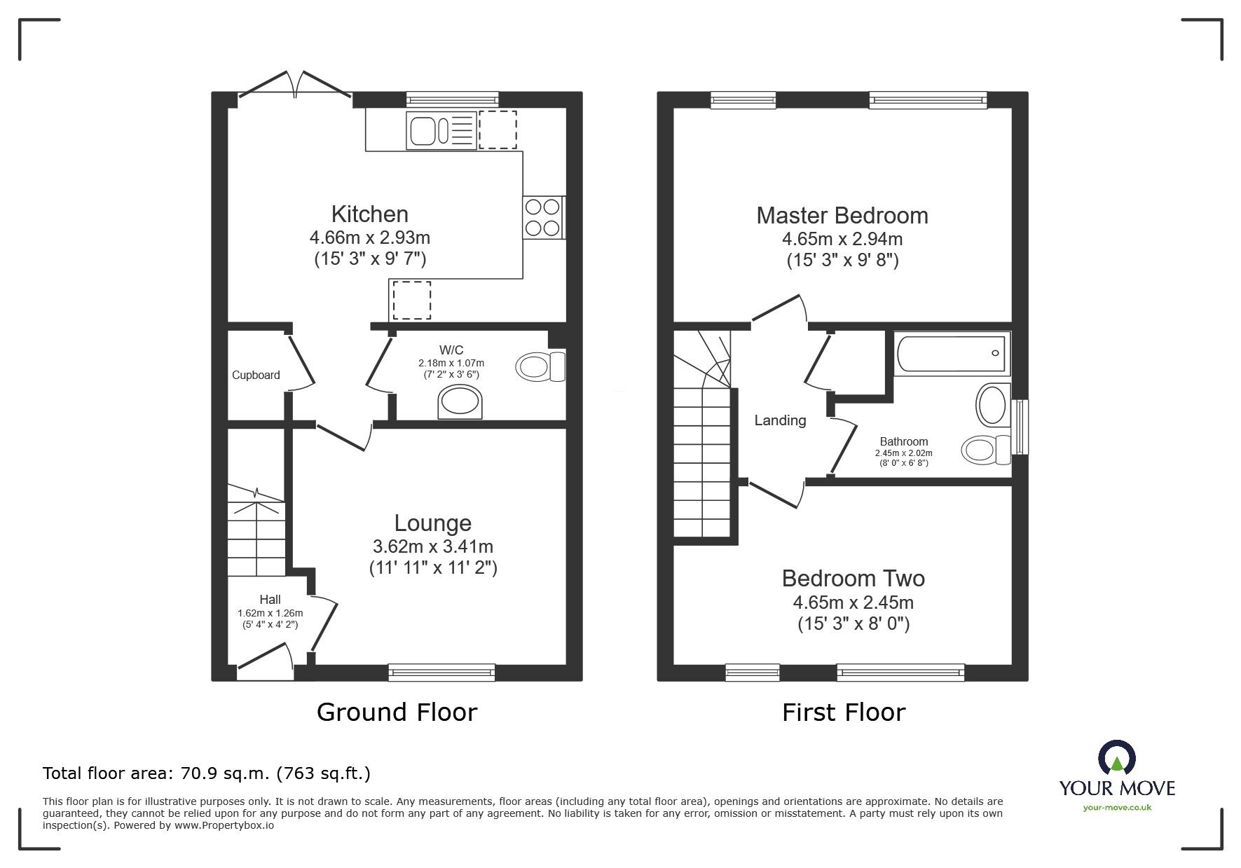 Floorplan of 2 bedroom Semi Detached House for sale, Long Croft Crescent, Hayle, Cornwall, TR27