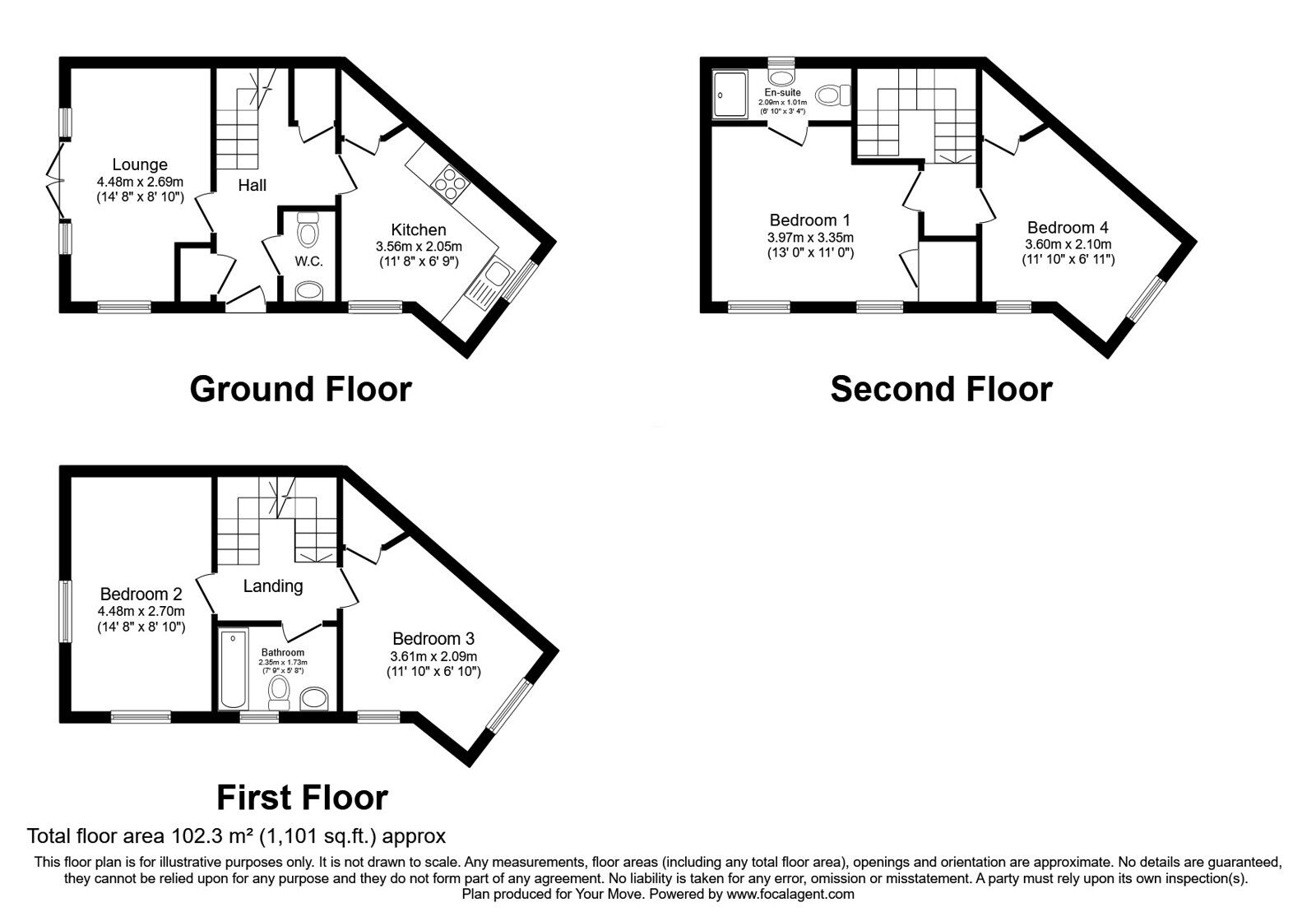 Floorplan of 4 bedroom Mid Terrace House for sale, Dolcoath Avenue, Camborne, Cornwall, TR14