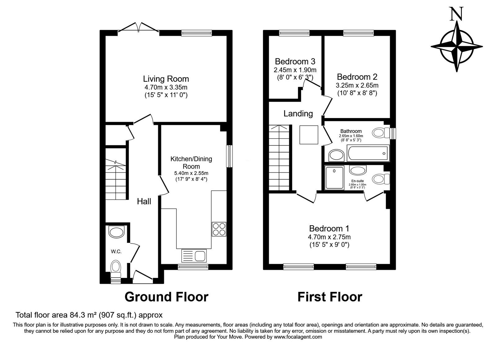 Floorplan of 3 bedroom Semi Detached House for sale, Highburrow Close, Scorrier, Cornwall, TR16