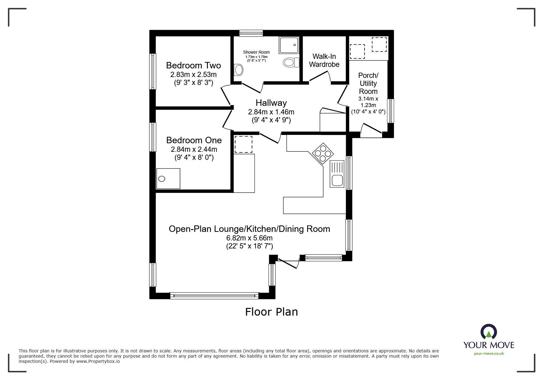 Floorplan of 2 bedroom Park Home Property for sale, Tremarle Home Park, North Roskear, Cornwall, TR14