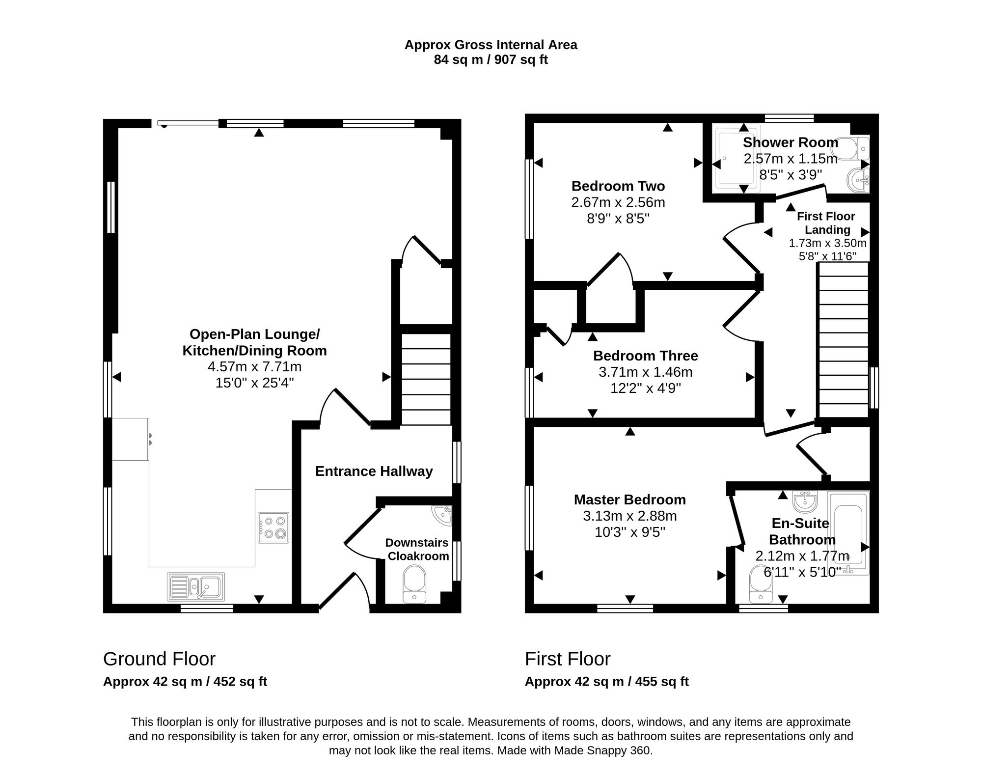 Floorplan of 3 bedroom Detached House for sale, Rosewarne Road, Camborne, Cornwall, TR14