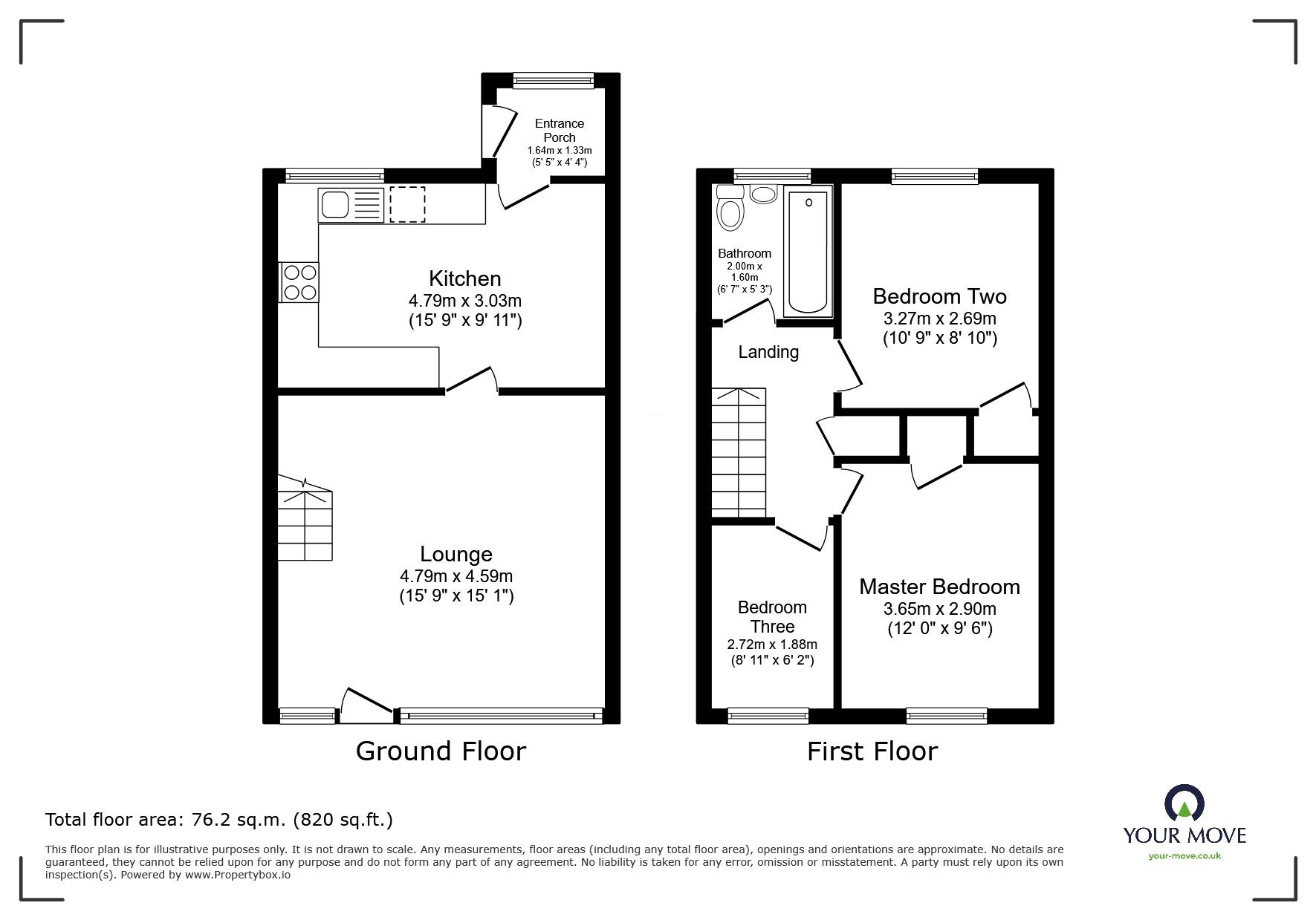 Floorplan of 3 bedroom End Terrace House for sale, Trehane Road, Camborne, Cornwall, TR14
