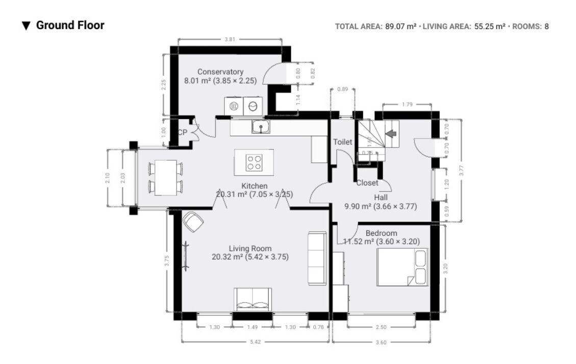 Floorplan of 3 bedroom Detached Bungalow to rent, Barlowena, Camborne, Cornwall, TR14