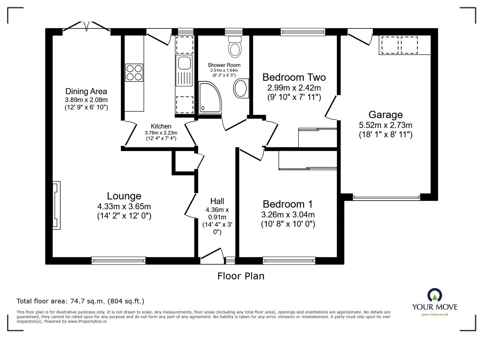 Floorplan of 2 bedroom Detached Bungalow for sale, Wheal Agar, Pool, Cornwall, TR15