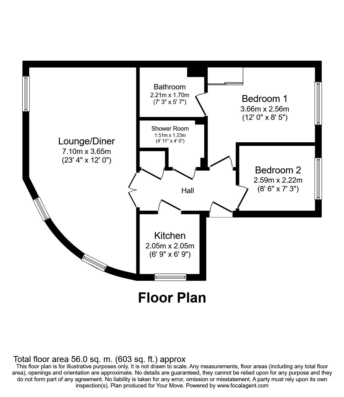 Floorplan of 2 bedroom  Flat to rent, The Spires, Canterbury, Kent, CT2