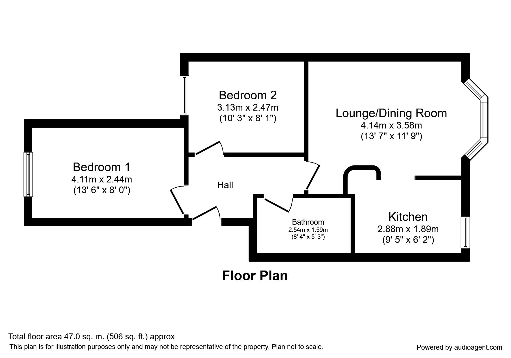 Floorplan of 2 bedroom  Flat to rent, Victory Court, 7 Gordon Road, Canterbury, CT1
