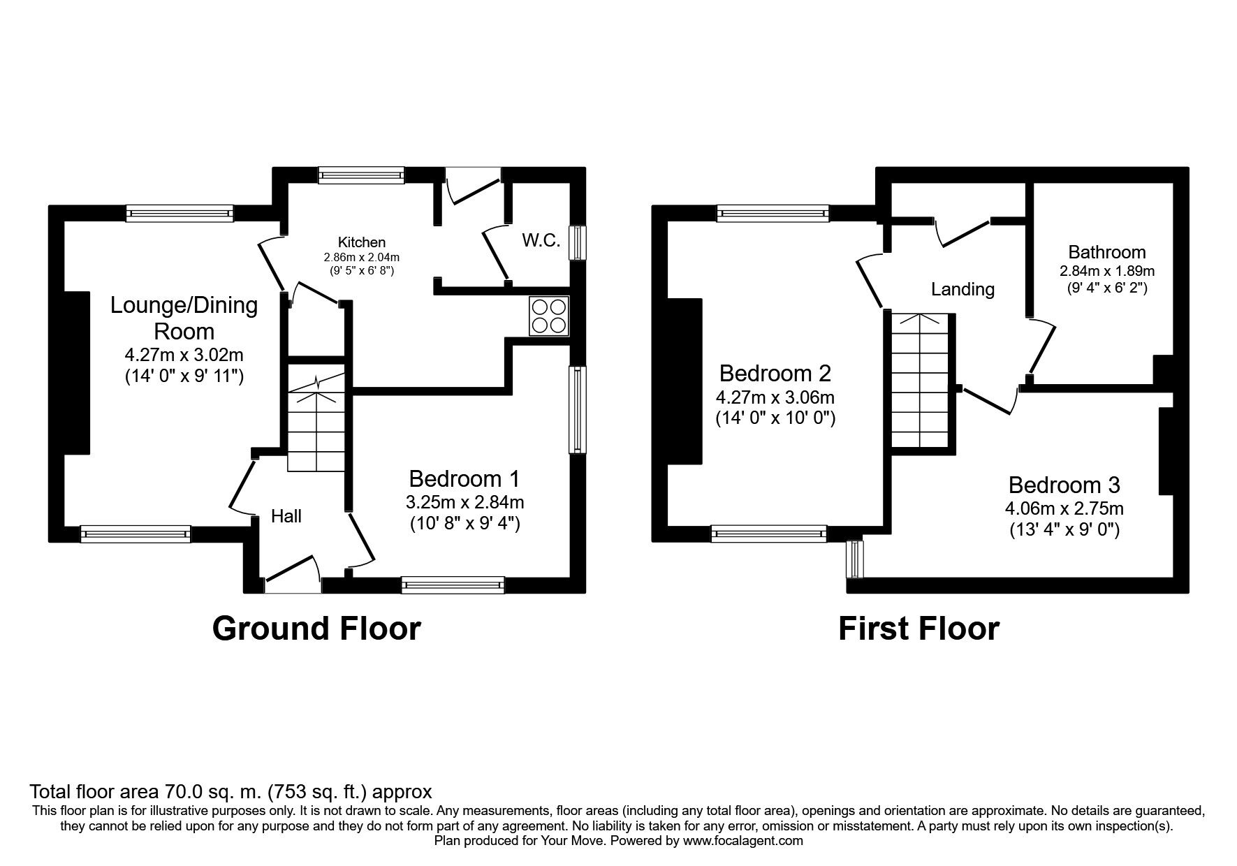 Floorplan of 2 bedroom Semi Detached House to rent, Old Park Avenue, Canterbury, Kent, CT1
