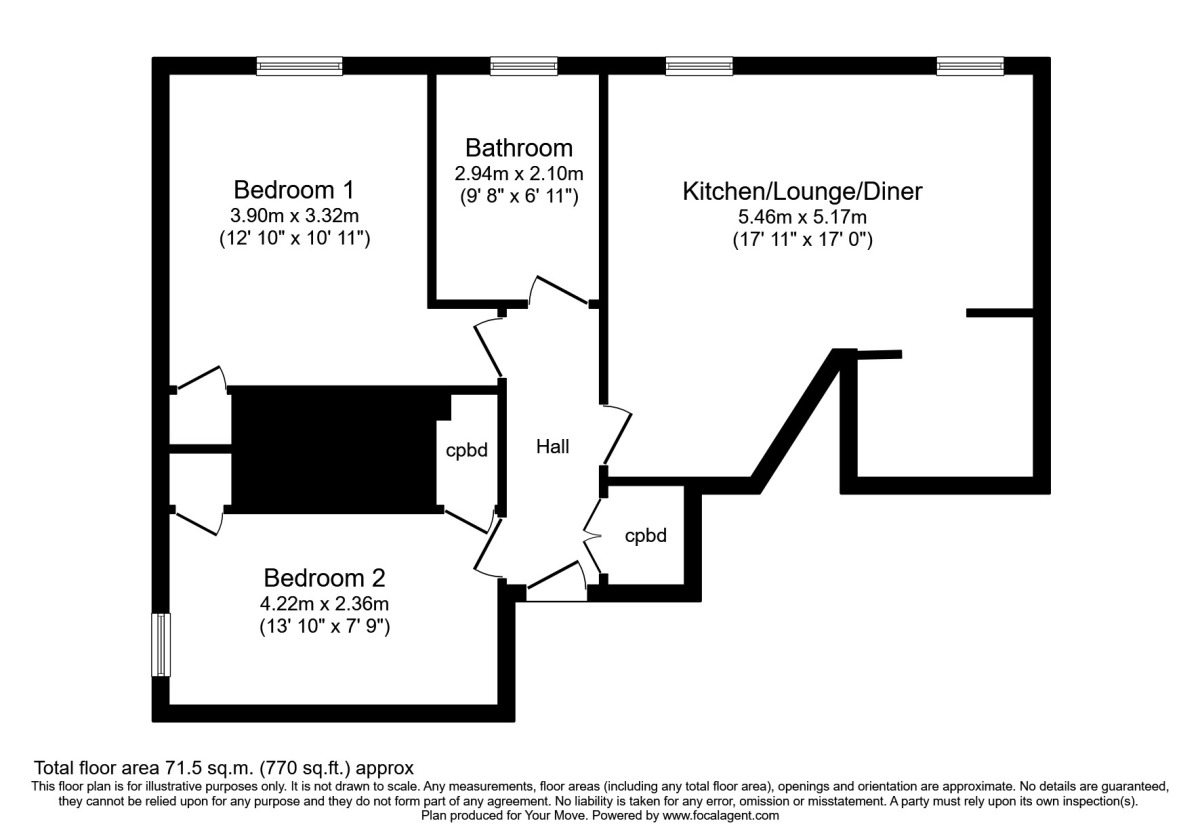 Floorplan of 2 bedroom  Flat to rent, London Road, Canterbury, Kent, CT2