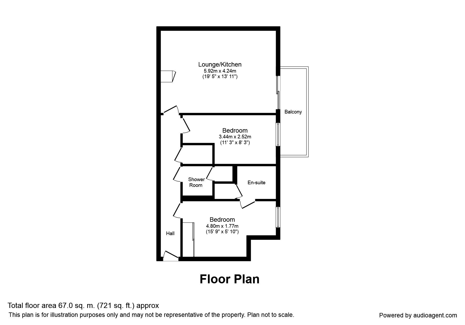 Floorplan of 2 bedroom Flat to rent, Flagstaff Court, Canterbury, Kent, CT1