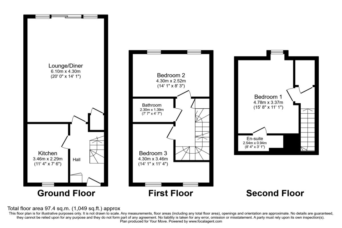 Floorplan of 3 bedroom  House to rent, Roper Road, Canterbury, Kent, CT2