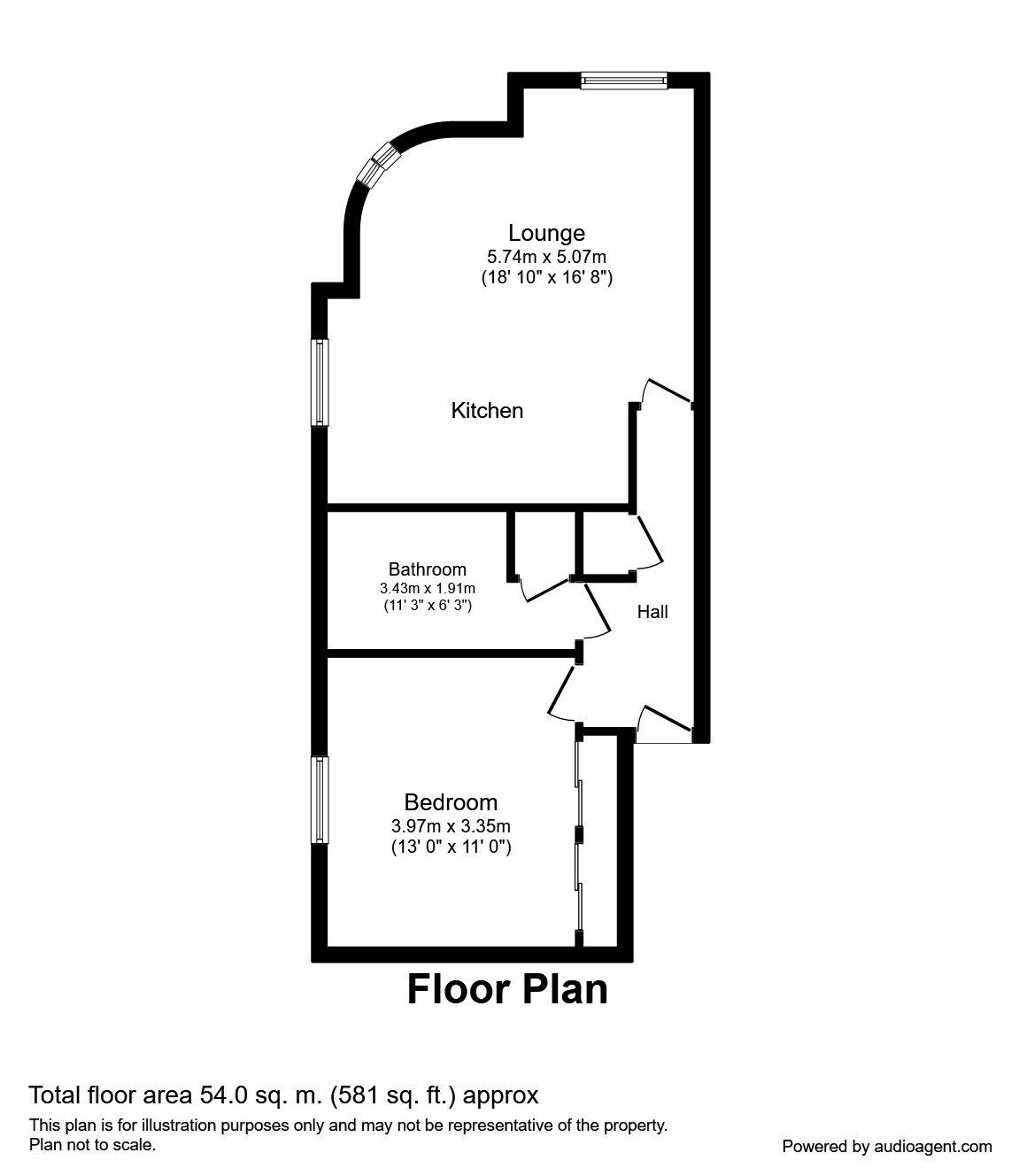 Floorplan of 1 bedroom  Flat for sale, Riding Gate Place, Watling Street, Kent, CT1