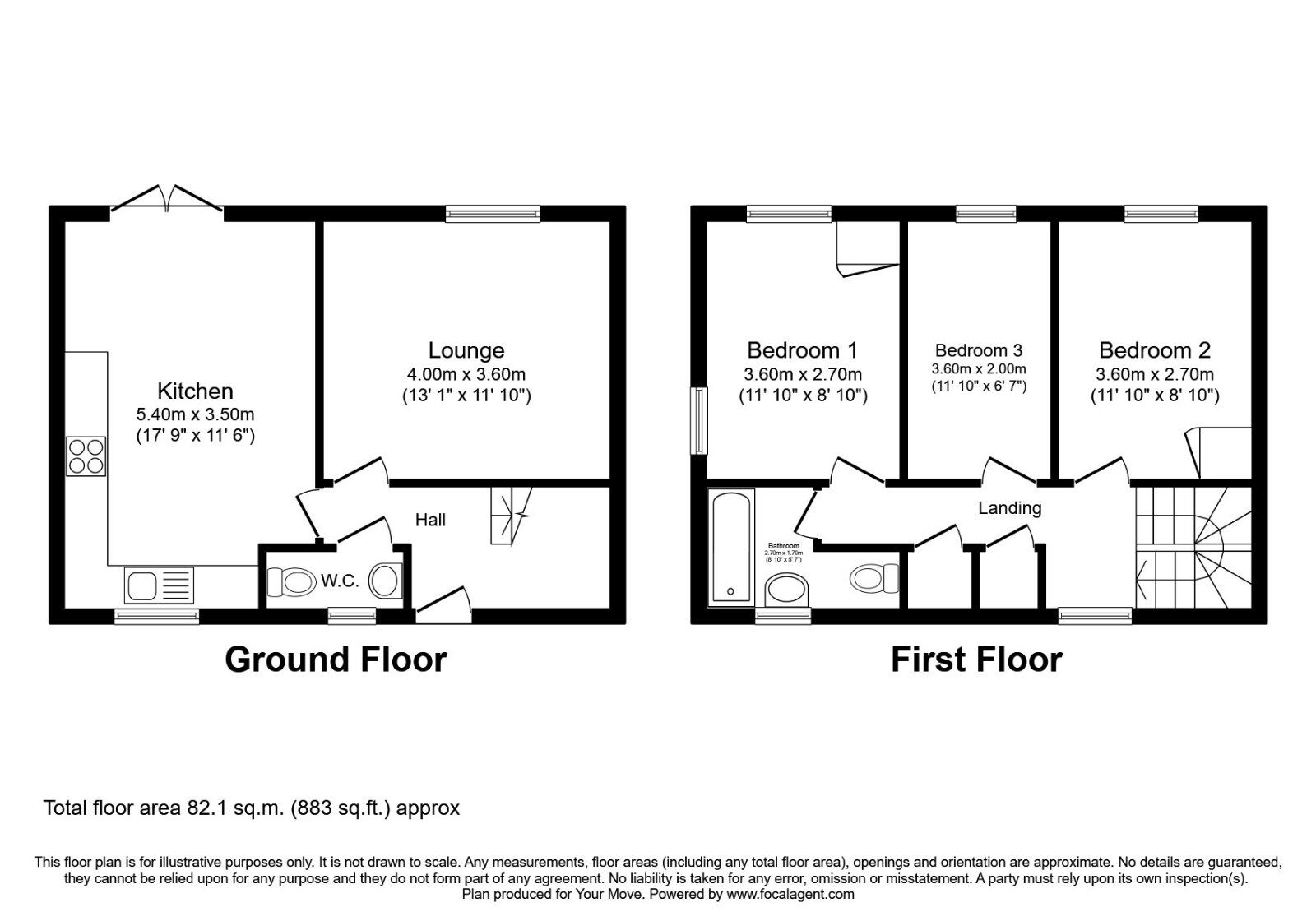 Floorplan of 3 bedroom Mid Terrace House to rent, Keyworth Mews, Canterbury, Kent, CT1