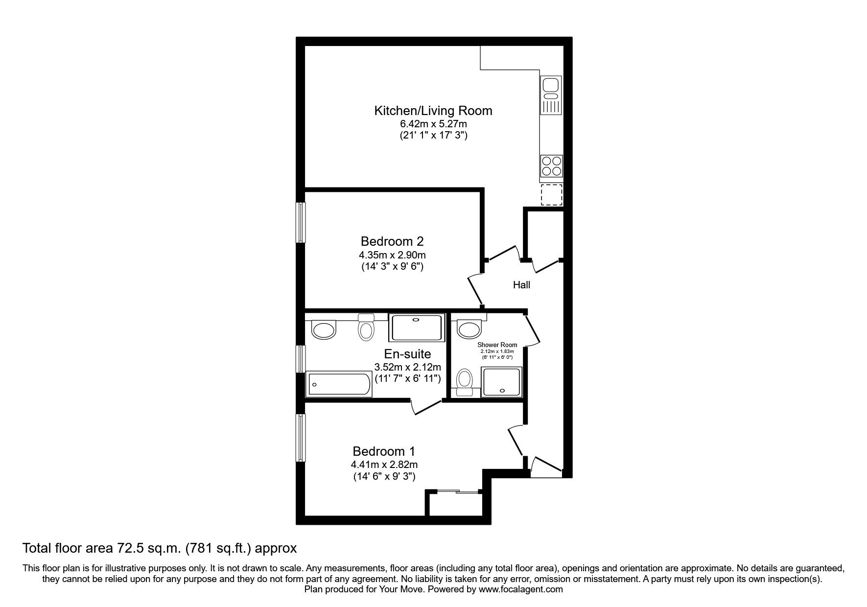 Floorplan of 2 bedroom Flat to rent, Flagstaff Court, Canterbury, CT1