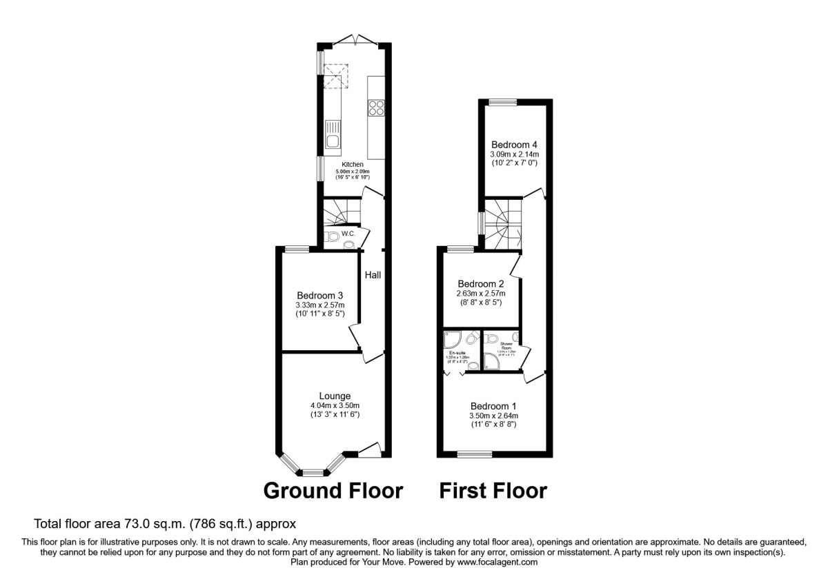 Floorplan of 4 bedroom Mid Terrace House to rent, Pound Lane, Canterbury, Kent, CT1