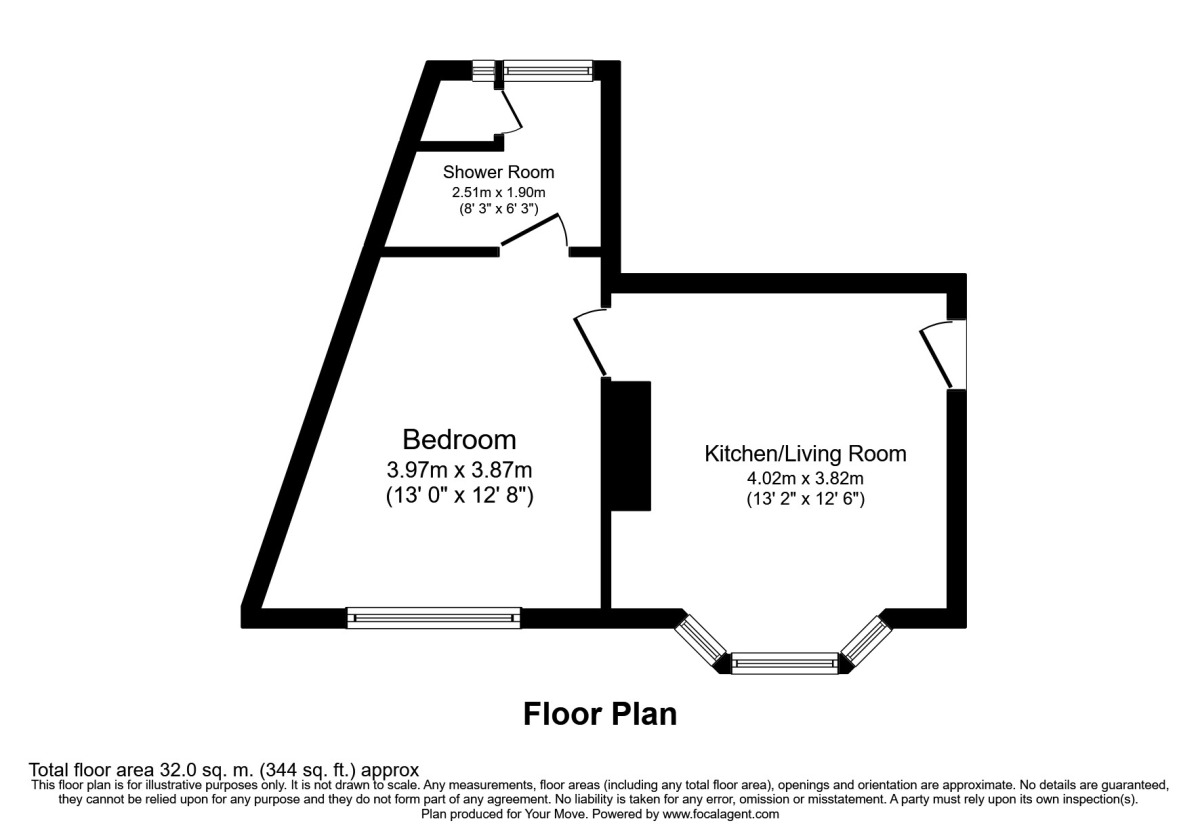 Floorplan of 1 bedroom Flat to rent, Oxford Road, Canterbury, Kent, CT1