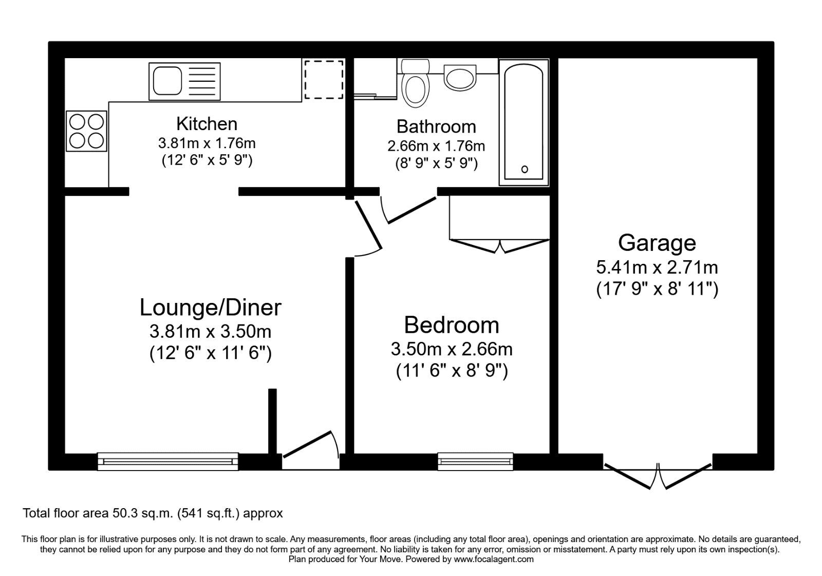 Floorplan of 1 bedroom  Flat to rent, Hospital Lane, Canterbury, Kent, CT1