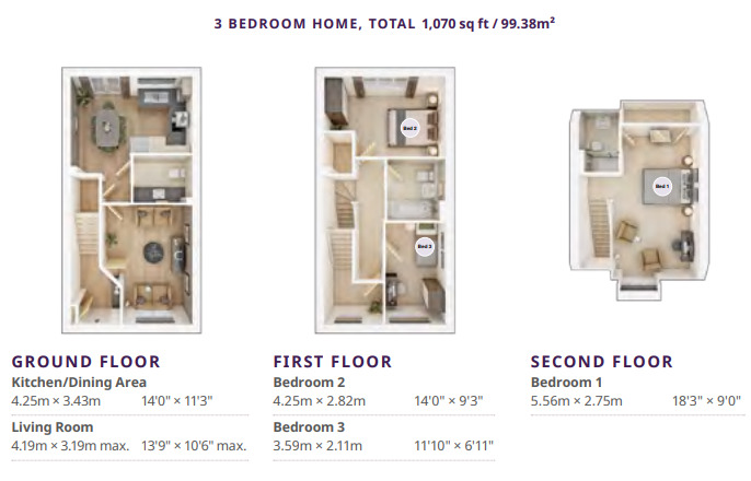 Floorplan of 3 bedroom Semi Detached House for sale, St Augustine Place, Sweechbridge Road, Kent, CT6