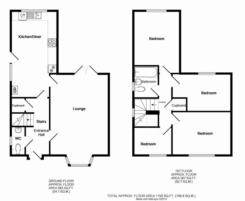 Floorplan of 4 bedroom End Terrace House for sale, Ash Crescent, Hersden, Kent, CT3