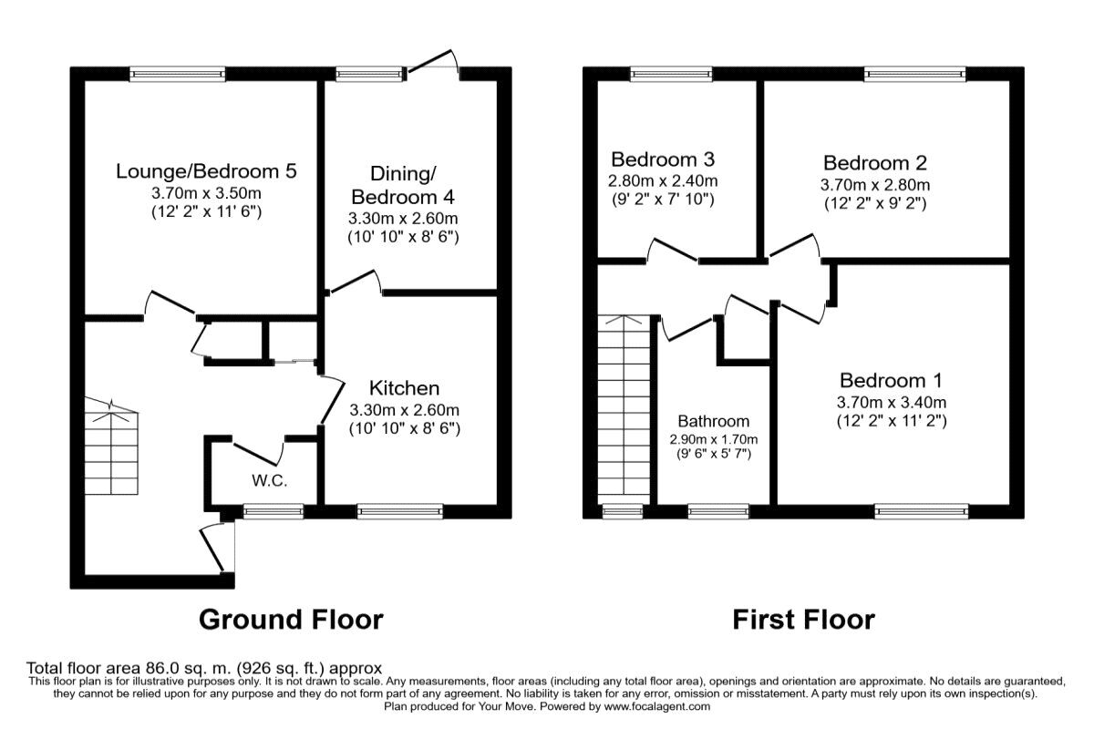 Floorplan of 4 bedroom End Terrace House for sale, Downs Road, Canterbury, Kent, CT2