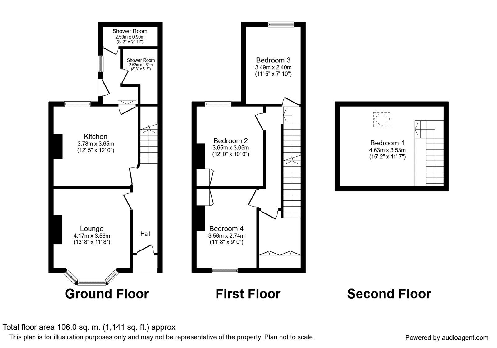 Floorplan of 4 bedroom Mid Terrace House to rent, St. Stephens Road, Canterbury, Kent, CT2