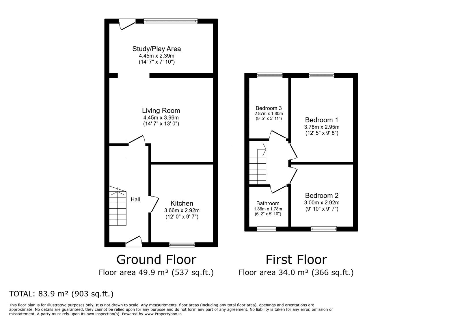 Floorplan of 3 bedroom Mid Terrace House to rent, Willow Close, Canterbury, Kent, CT2