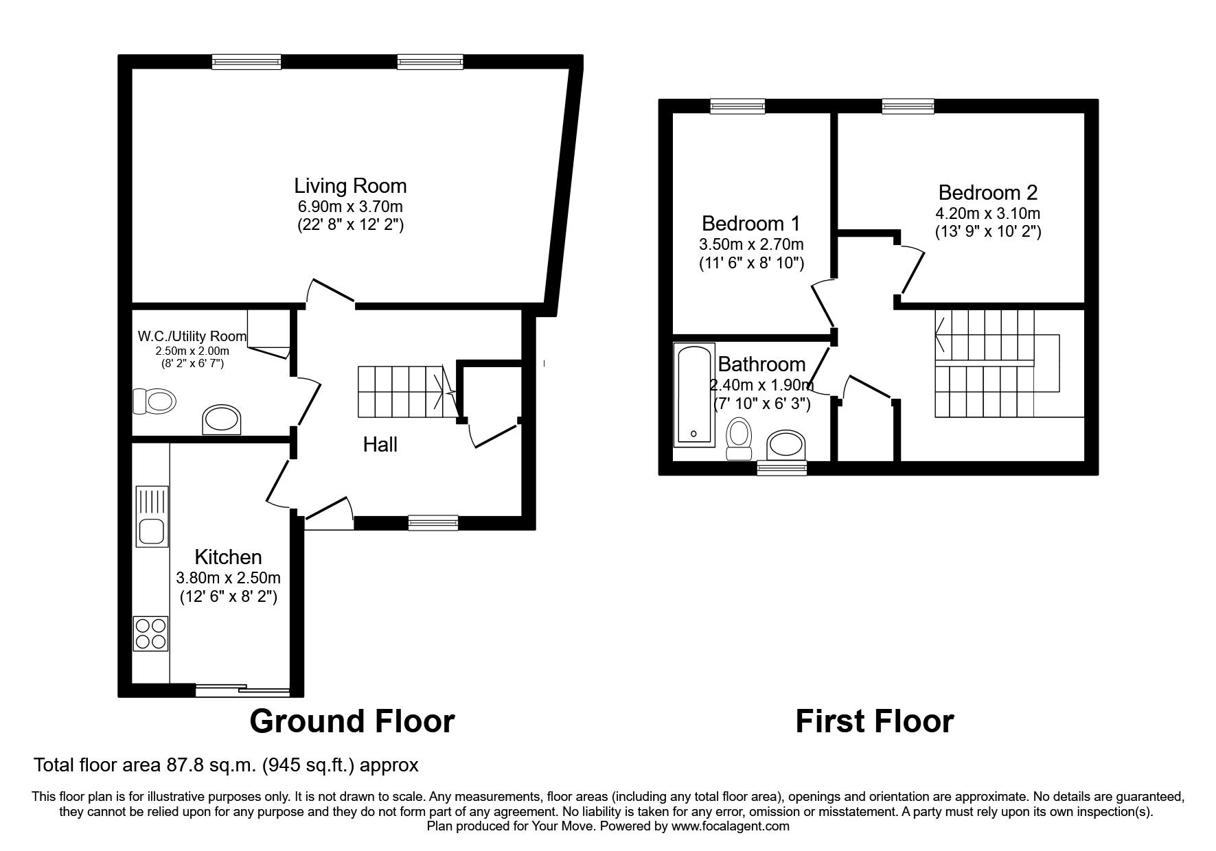 Floorplan of 2 bedroom  Flat to rent, Langton Gardens, Whitefriars Street, Kent, CT1