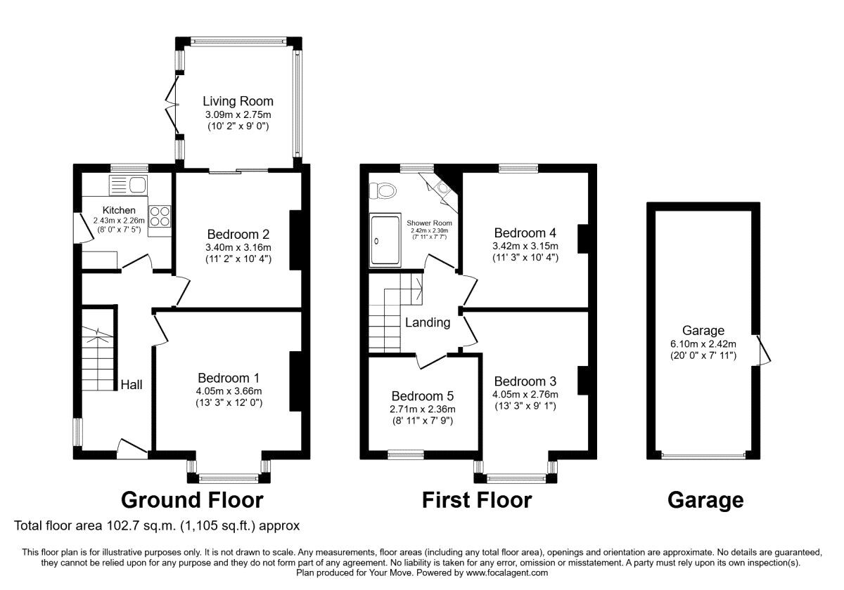Floorplan of 1 bedroom Semi Detached Room to rent, Glen Iris Avenue, Canterbury, Kent, CT2