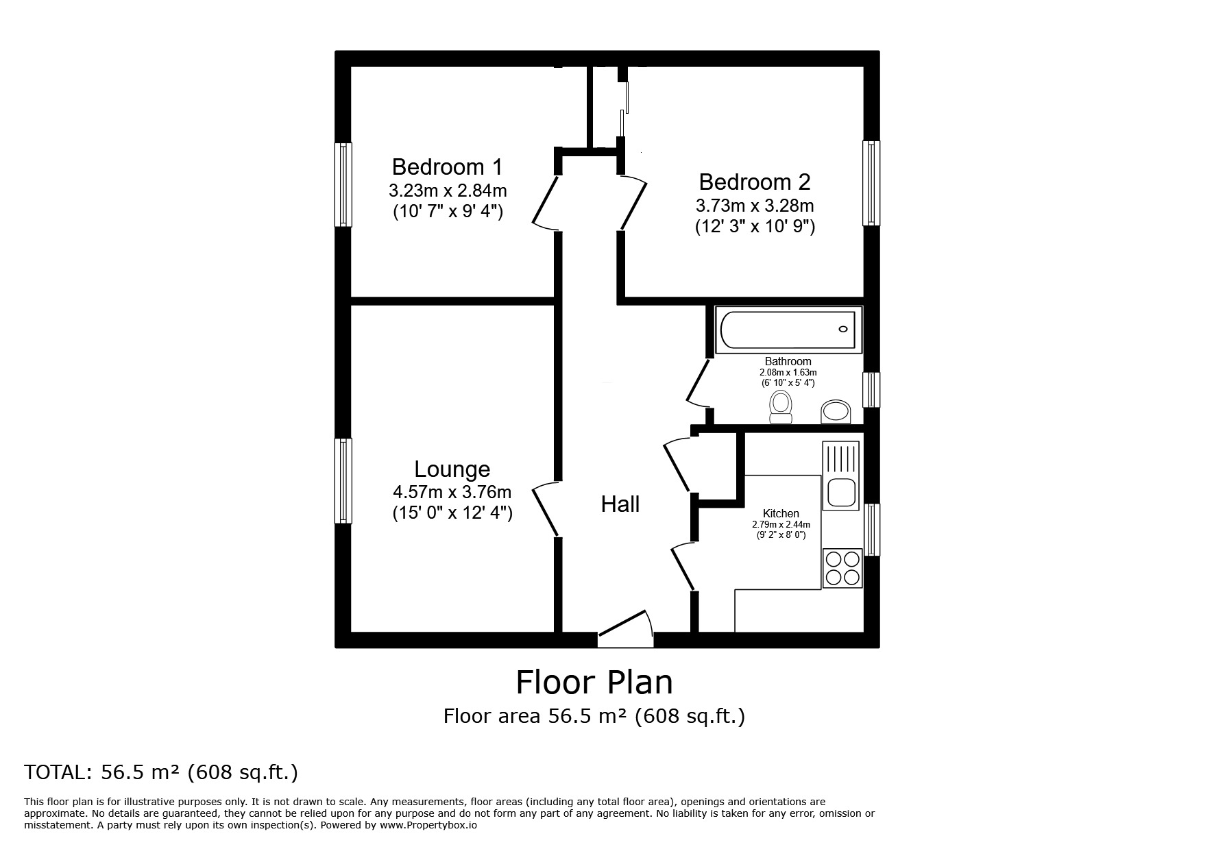 Floorplan of 2 bedroom  Flat for sale, Roseacre Close, Canterbury, Kent, CT2