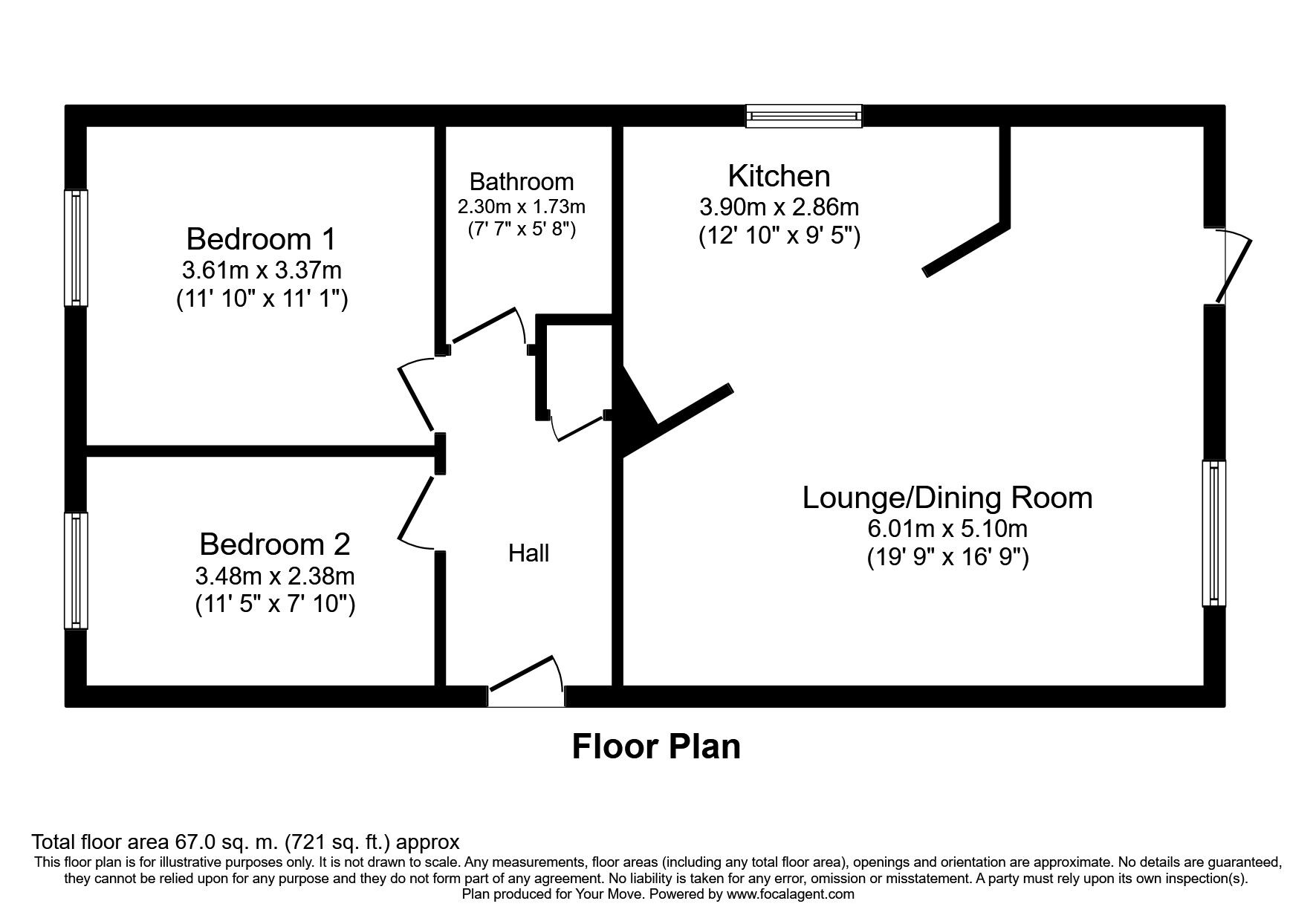 Floorplan of 2 bedroom Flat for sale, Station Road West, Canterbury, Kent, CT2