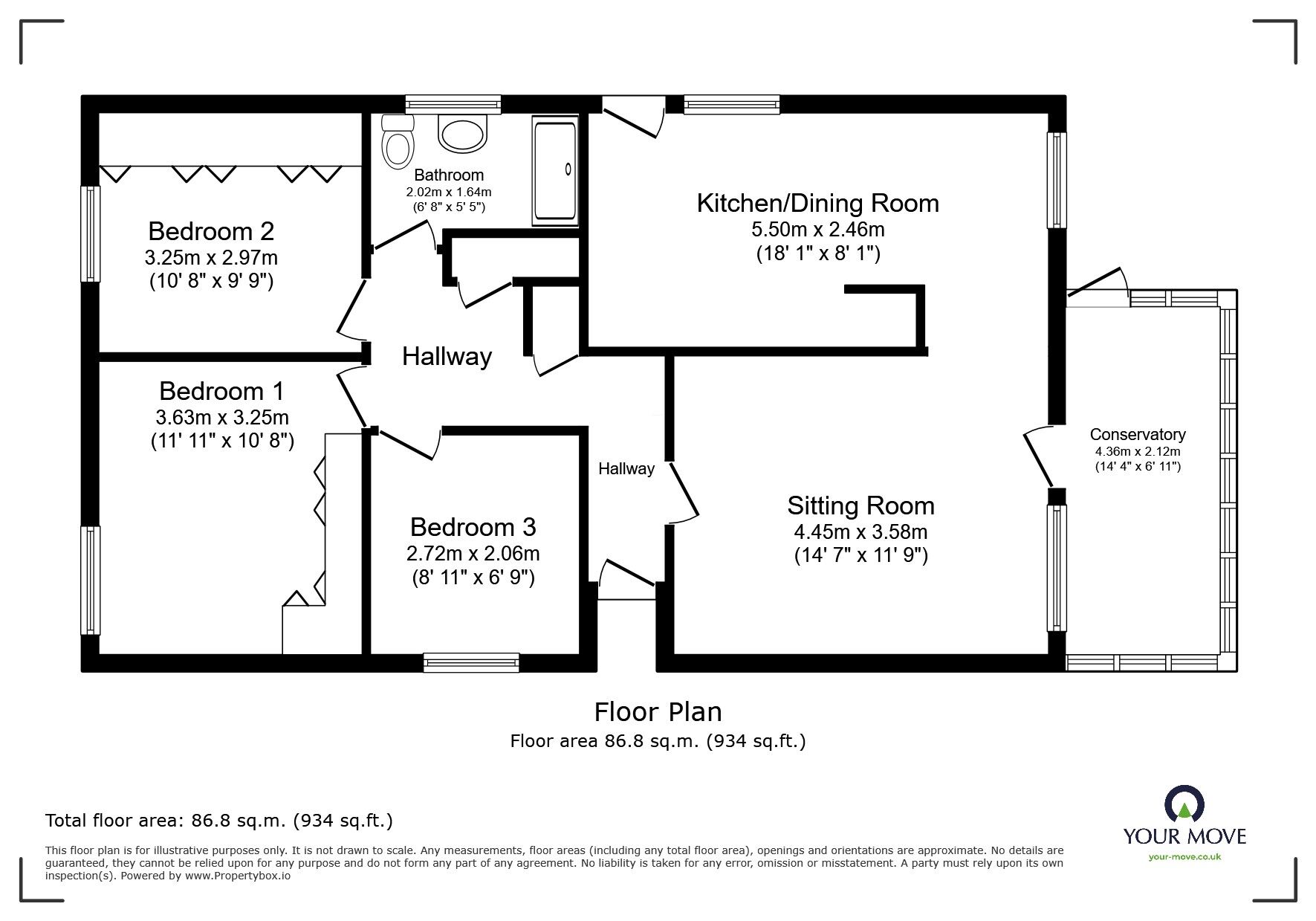 Floorplan of 3 bedroom Detached Bungalow for sale, Bridge Down, Bridge, Kent, CT4