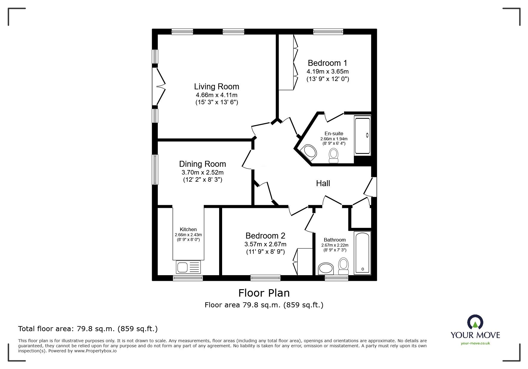 Floorplan of 2 bedroom  Flat for sale, Gardeners Place, Chartham, Kent, CT4