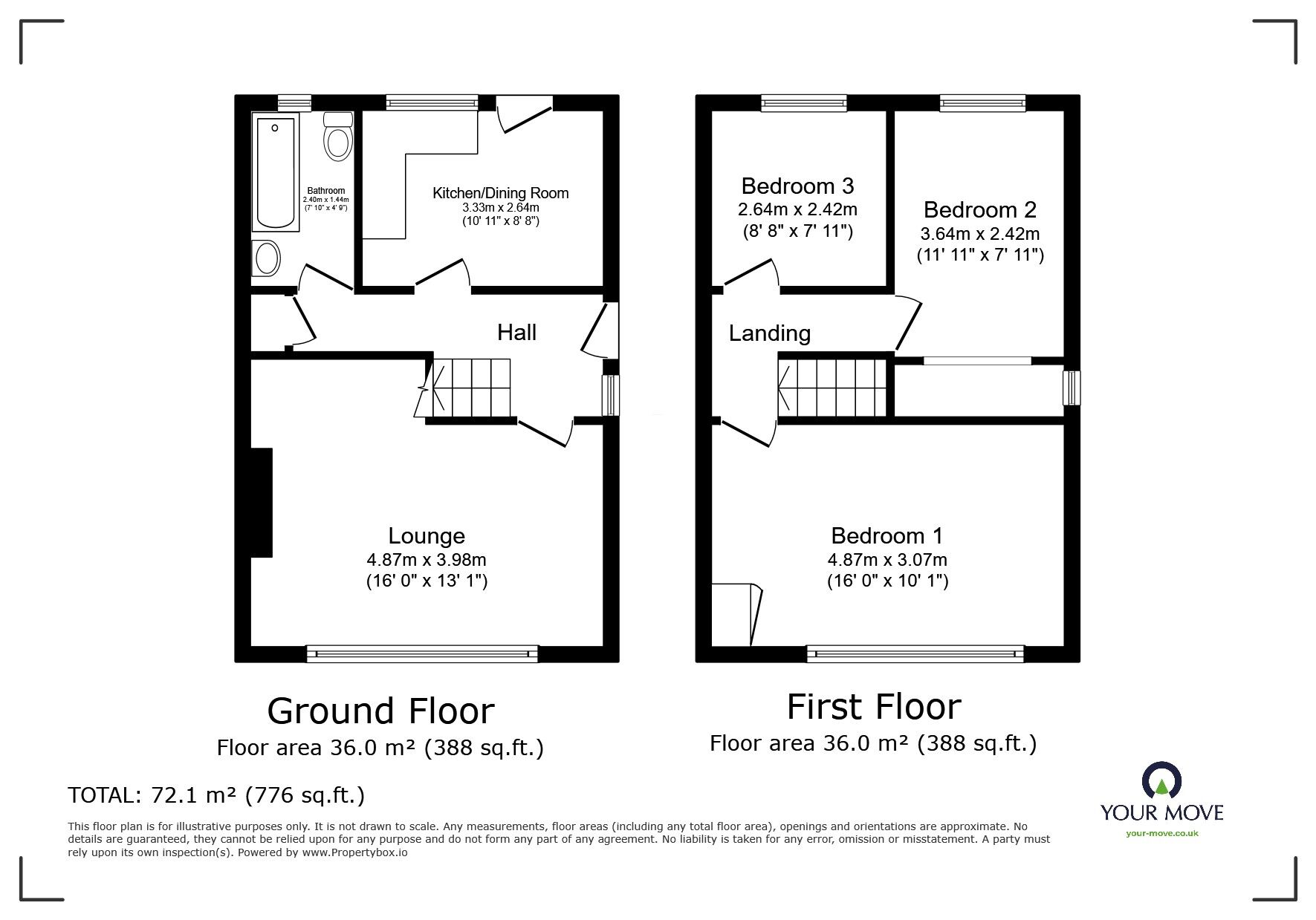 Floorplan of 3 bedroom Semi Detached House for sale, Ramsey Close, Canterbury, Kent, CT2