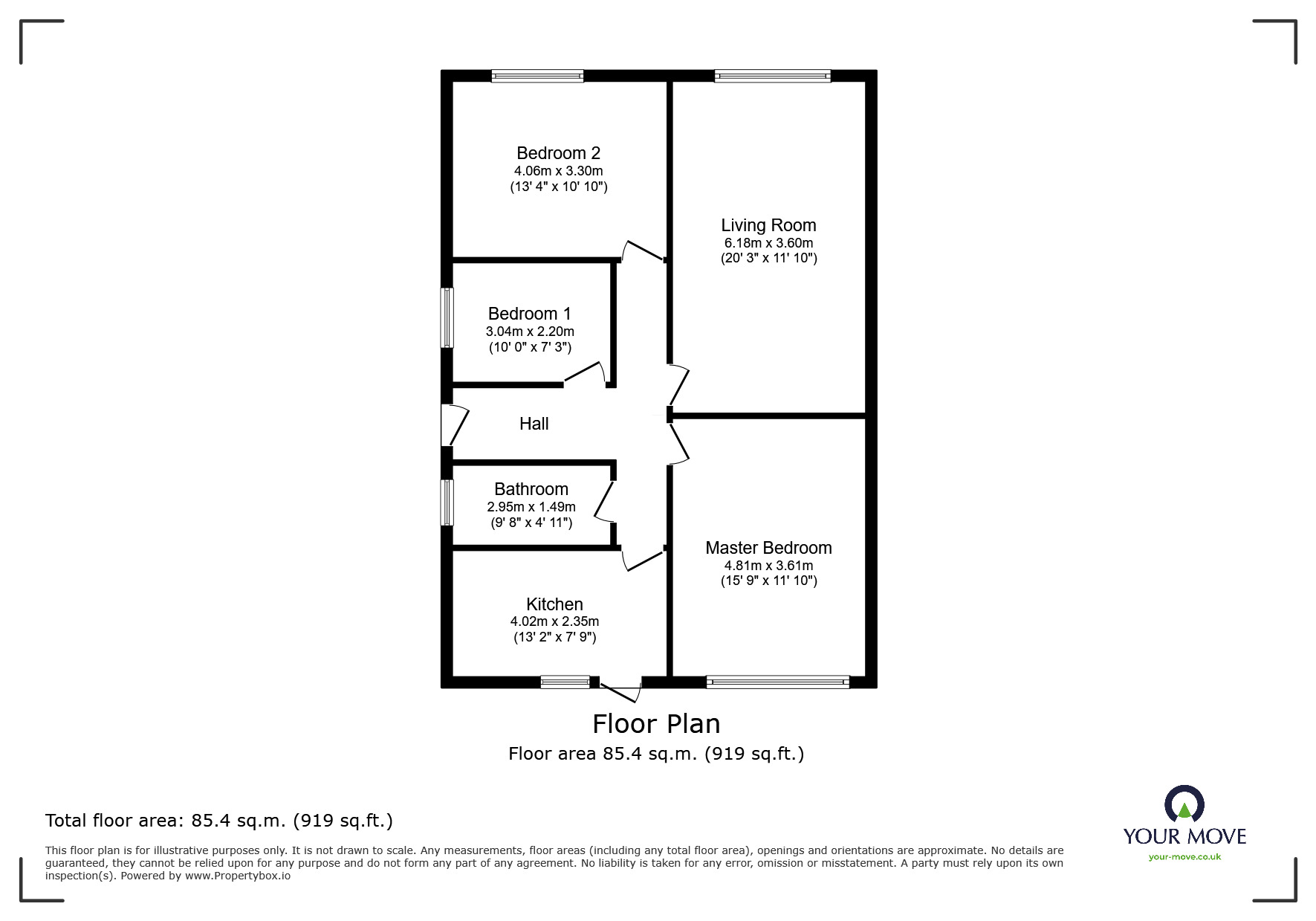 Floorplan of 3 bedroom Semi Detached Bungalow for sale, Laburnum Lane, Sturry, Kent, CT2