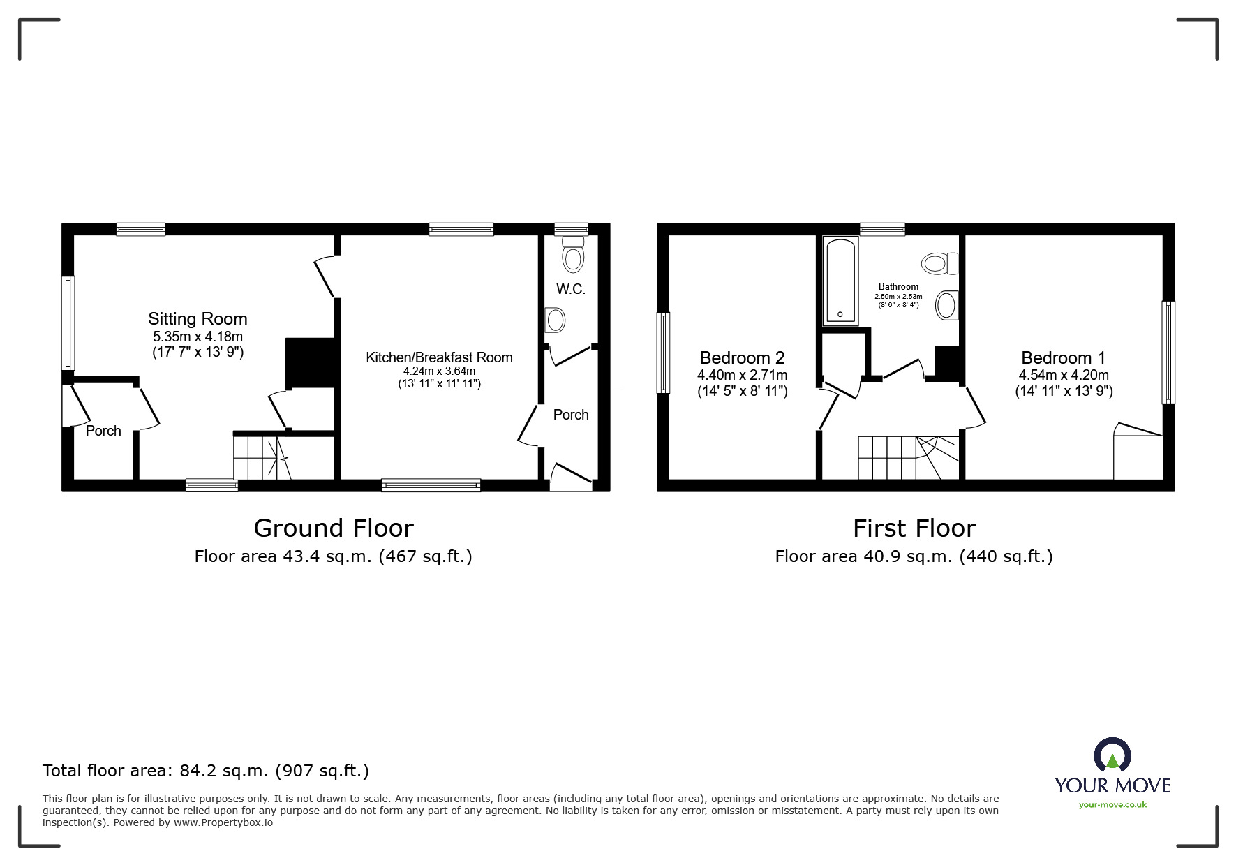 Floorplan of 2 bedroom Detached House for sale, Womenswold, Canterbury, Kent, CT4
