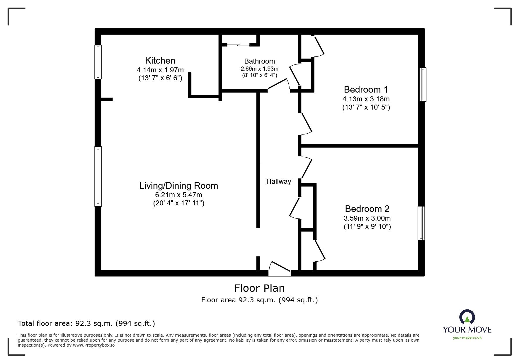 Floorplan of 2 bedroom  Flat for sale, New Dover Road, Canterbury, Kent, CT1
