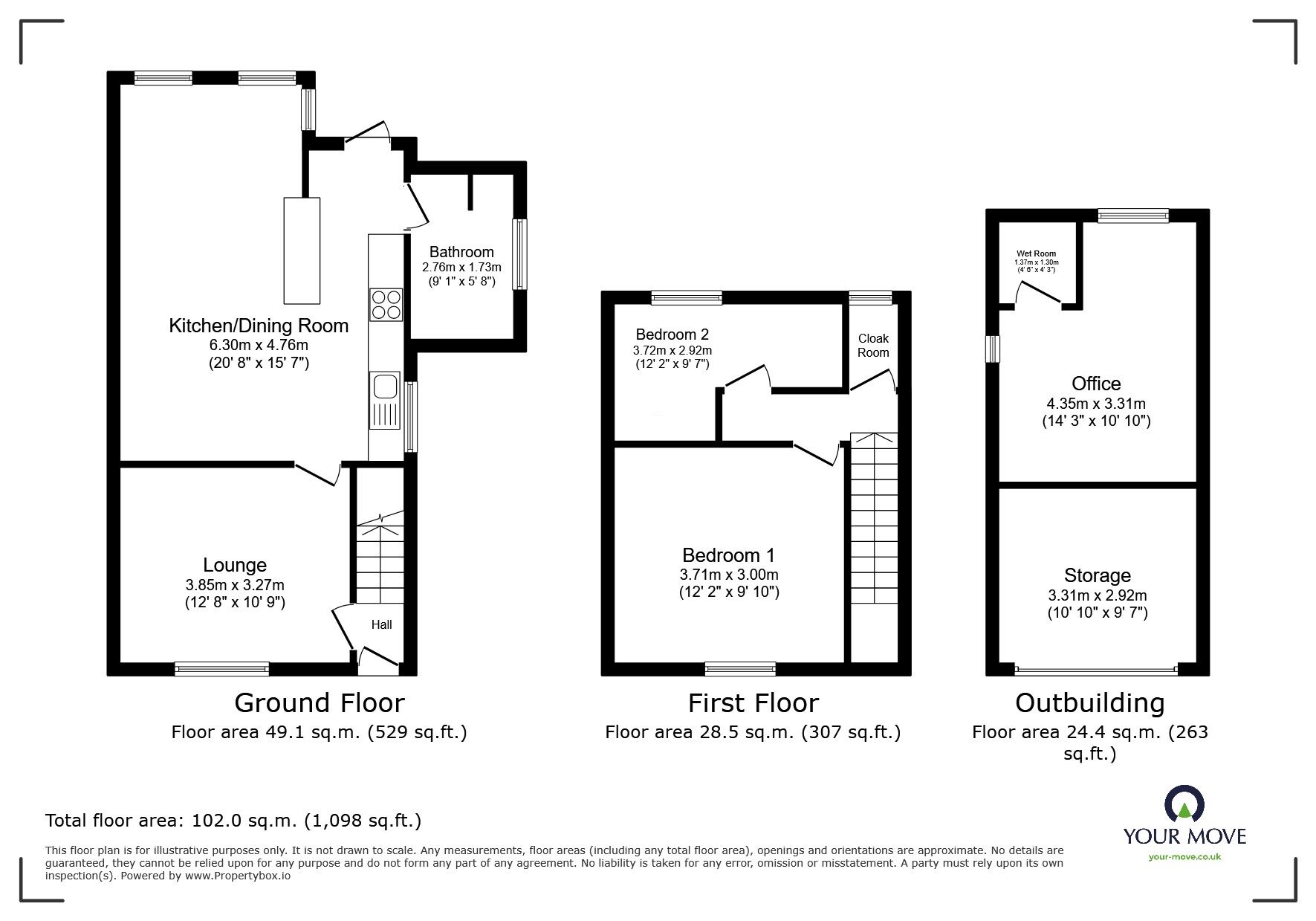 Floorplan of 2 bedroom End Terrace House for sale, Upper Harbledown, Canterbury, Kent, CT2