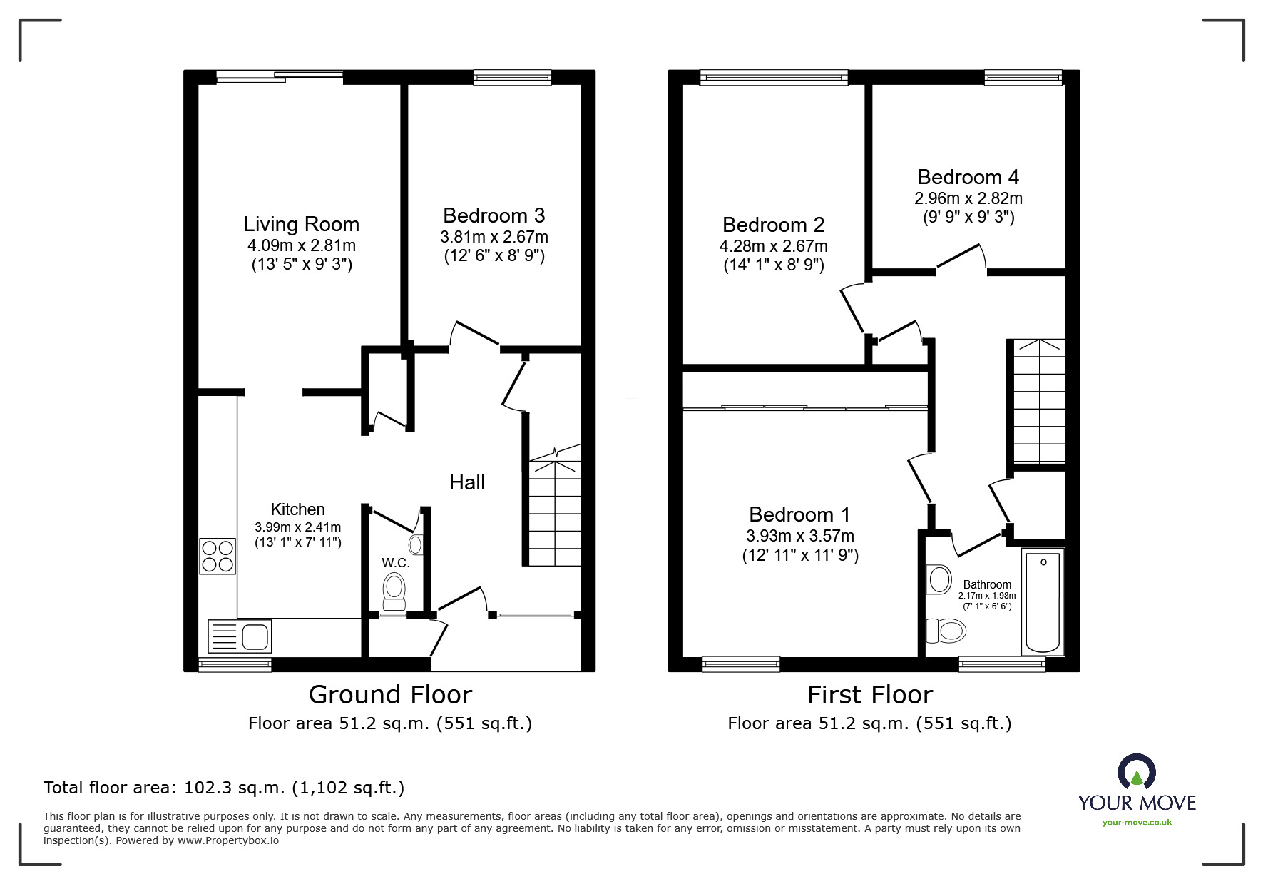 Floorplan of 4 bedroom  House to rent, Otham Close, Canterbury, Kent, CT2