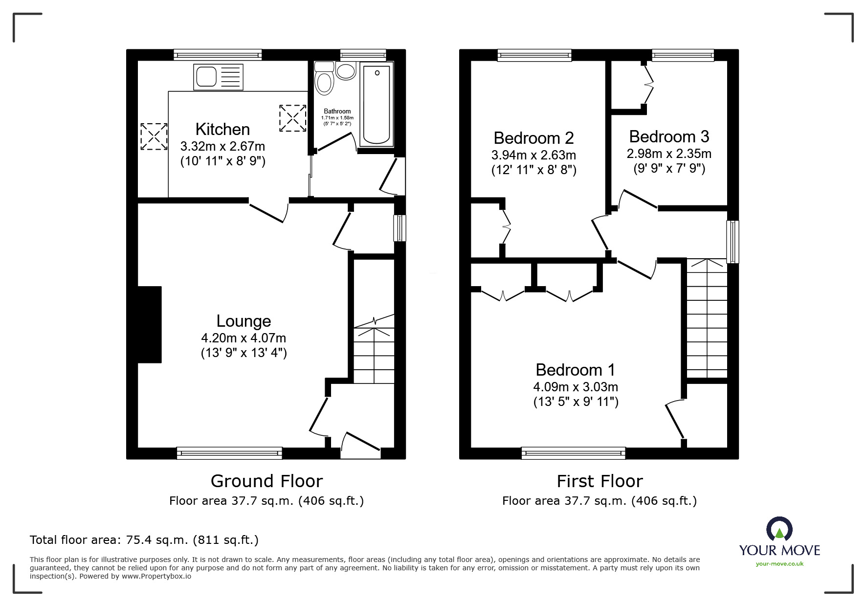 Floorplan of 3 bedroom Semi Detached House for sale, Chestnut Avenue, Blean, Kent, CT2