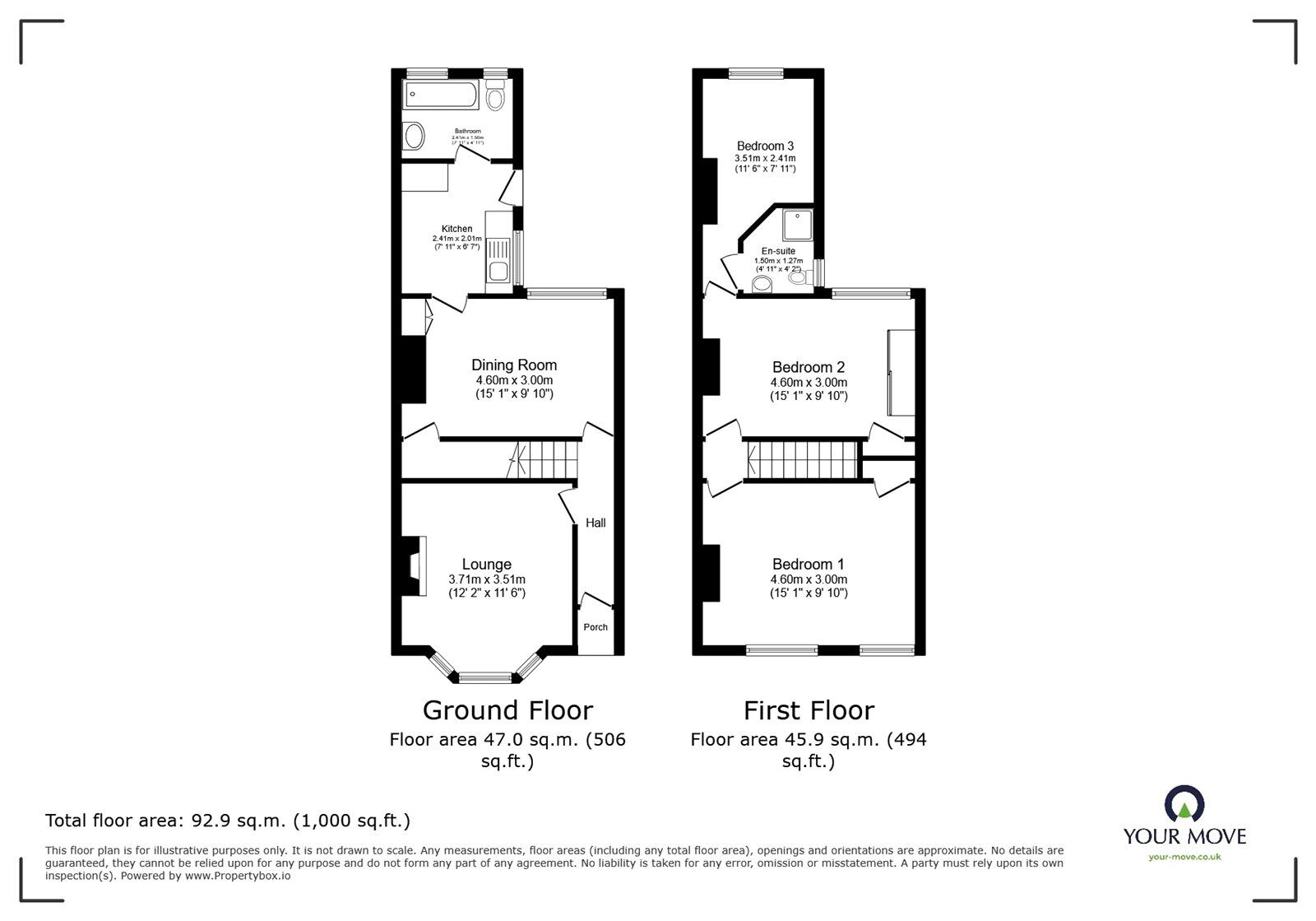 Floorplan of 3 bedroom Mid Terrace House to rent, Martyrs Field Road, Canterbury, Kent, CT1