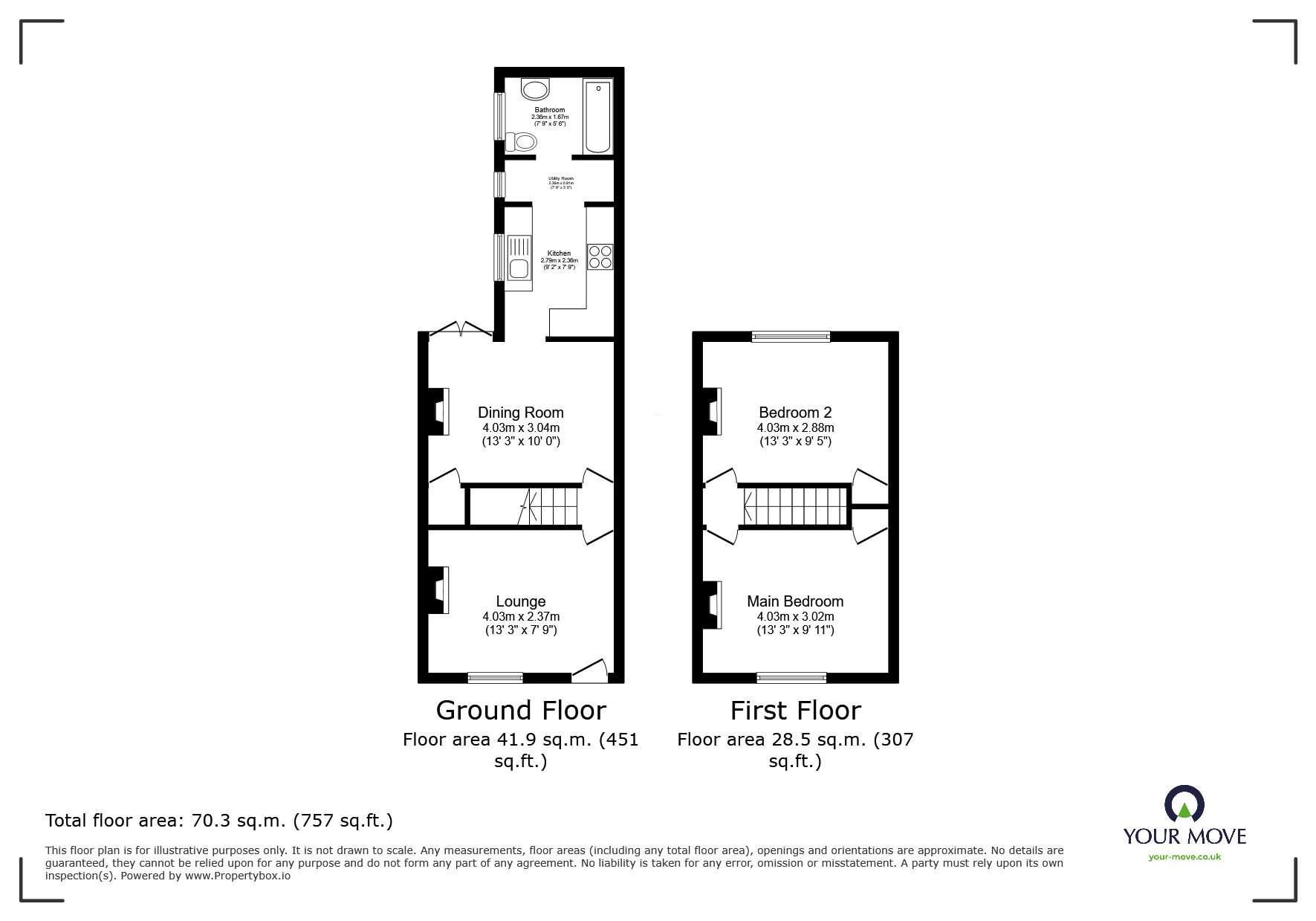 Floorplan of 2 bedroom Mid Terrace House for sale, Chapel Lane, Sturry, Kent, CT2