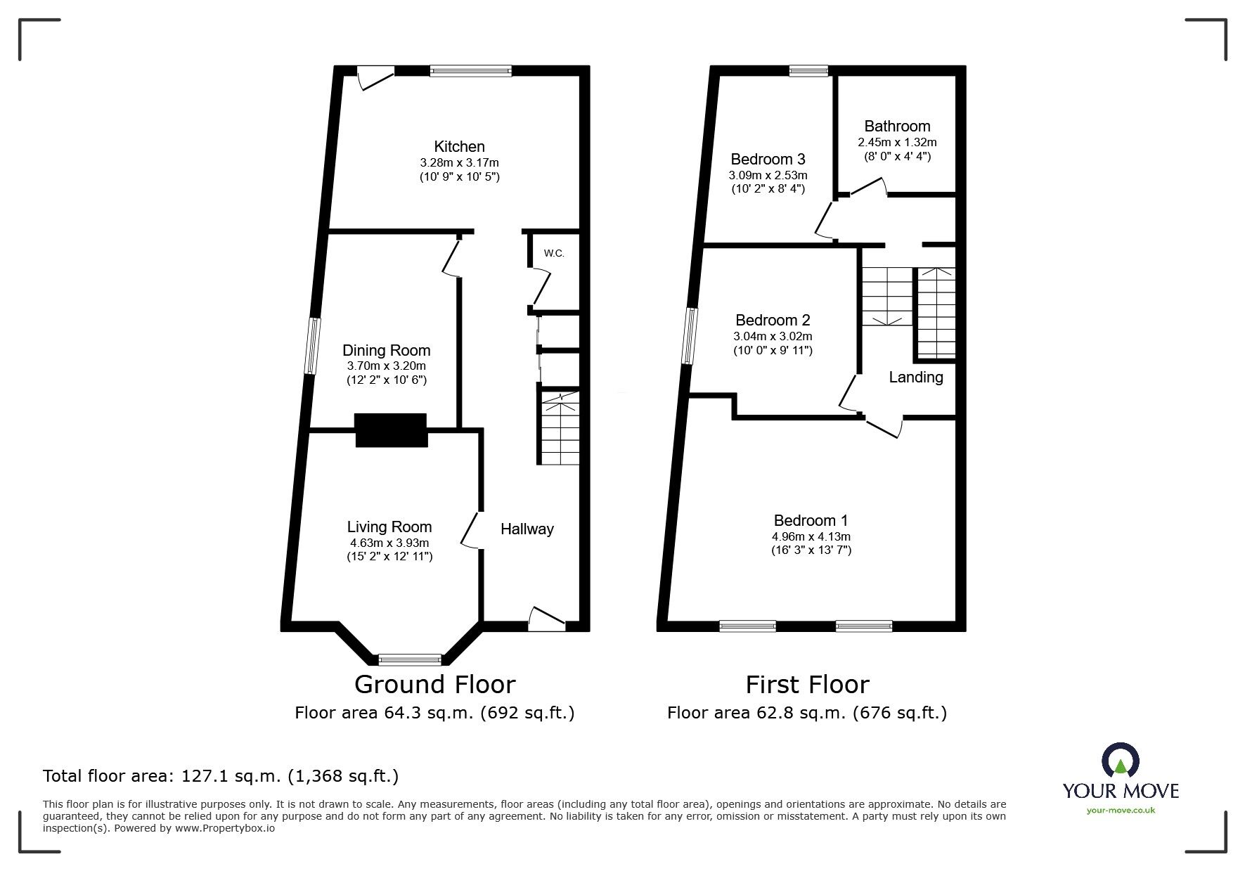 Floorplan of 3 bedroom End Terrace House for sale, Wincheap, Canterbury, Kent, CT1