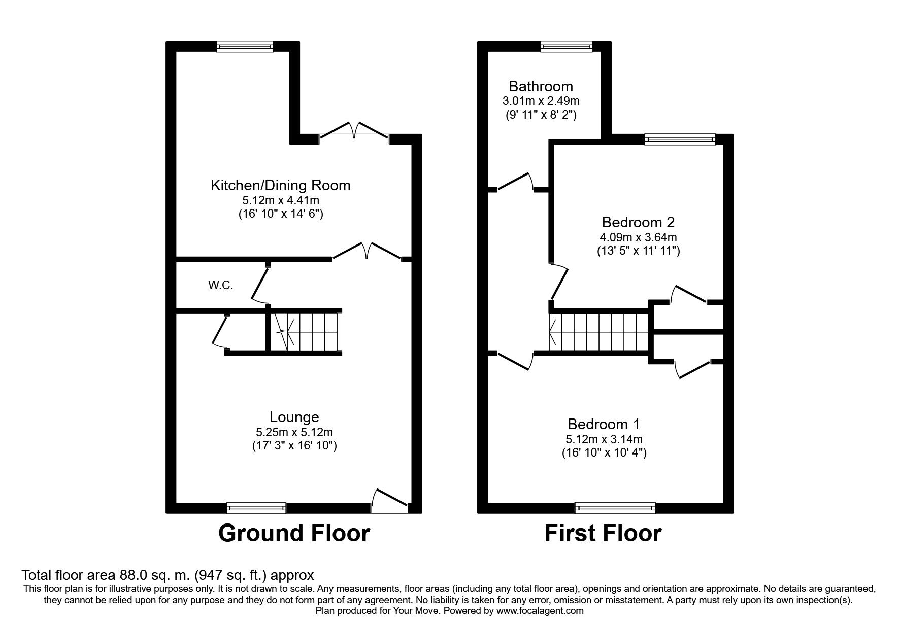 Floorplan of 2 bedroom Mid Terrace House for sale, Ivy Lane, Canterbury, Kent, CT1