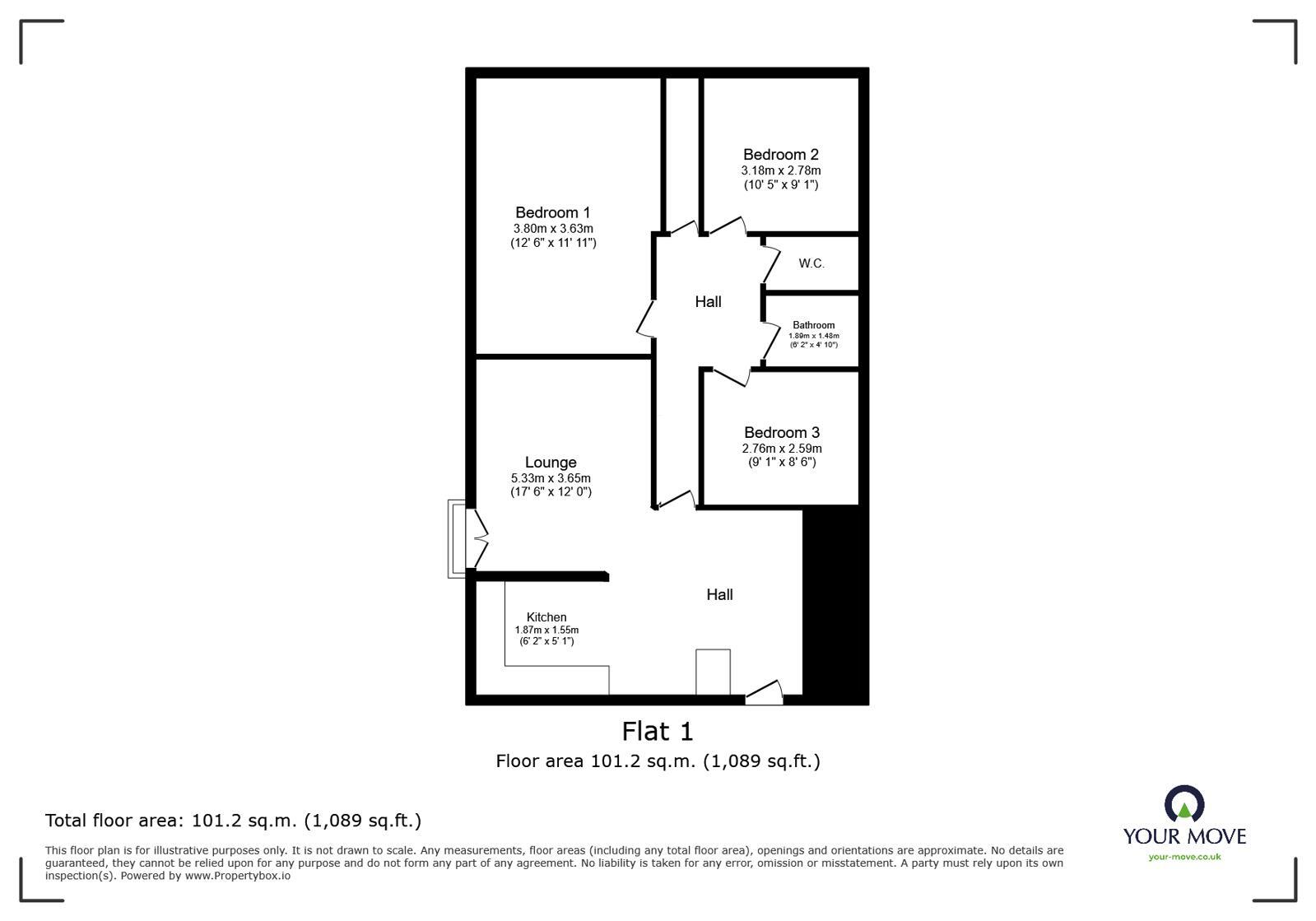 Floorplan of 3 bedroom Flat to rent, Canterbury Lane, Canterbury, Kent, CT1