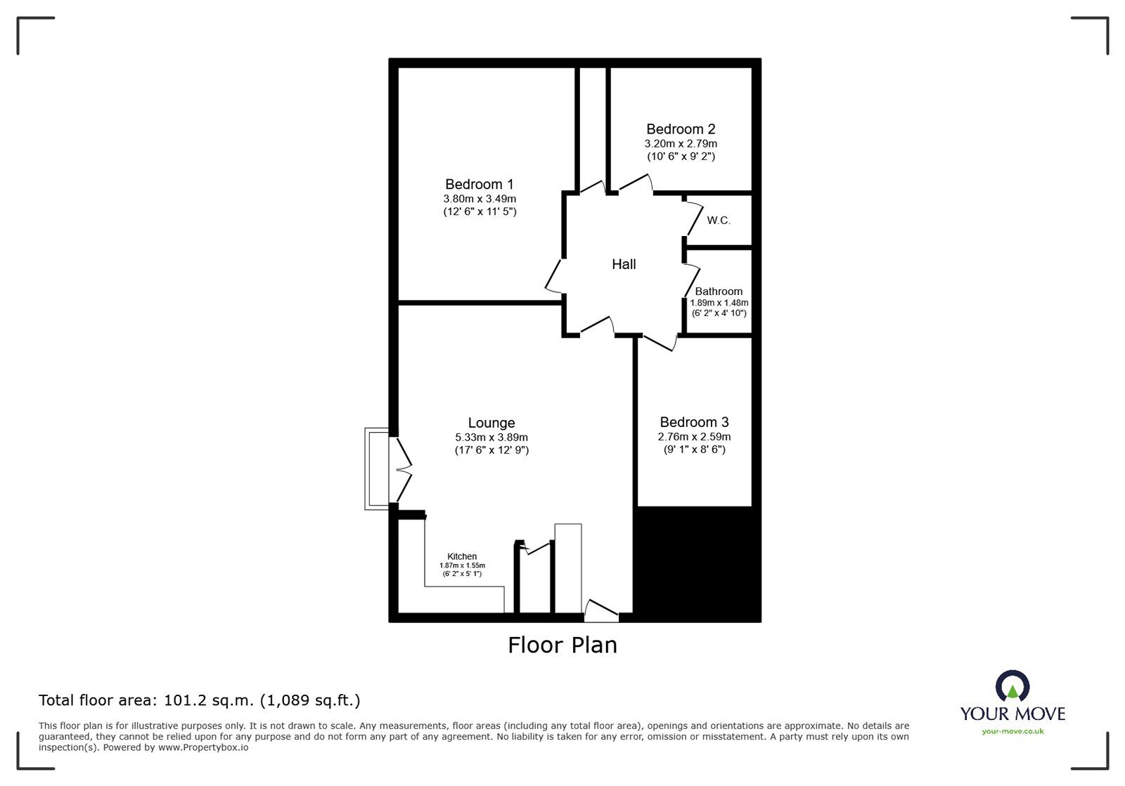 Floorplan of 3 bedroom Flat to rent, Canterbury Lane, Canterbury, Kent, CT1