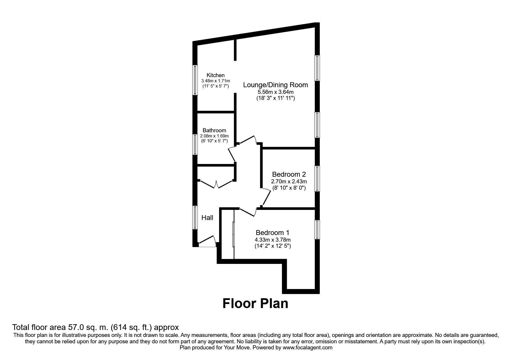 Floorplan of 2 bedroom Flat to rent, Station Road West, Canterbury, Kent, CT2