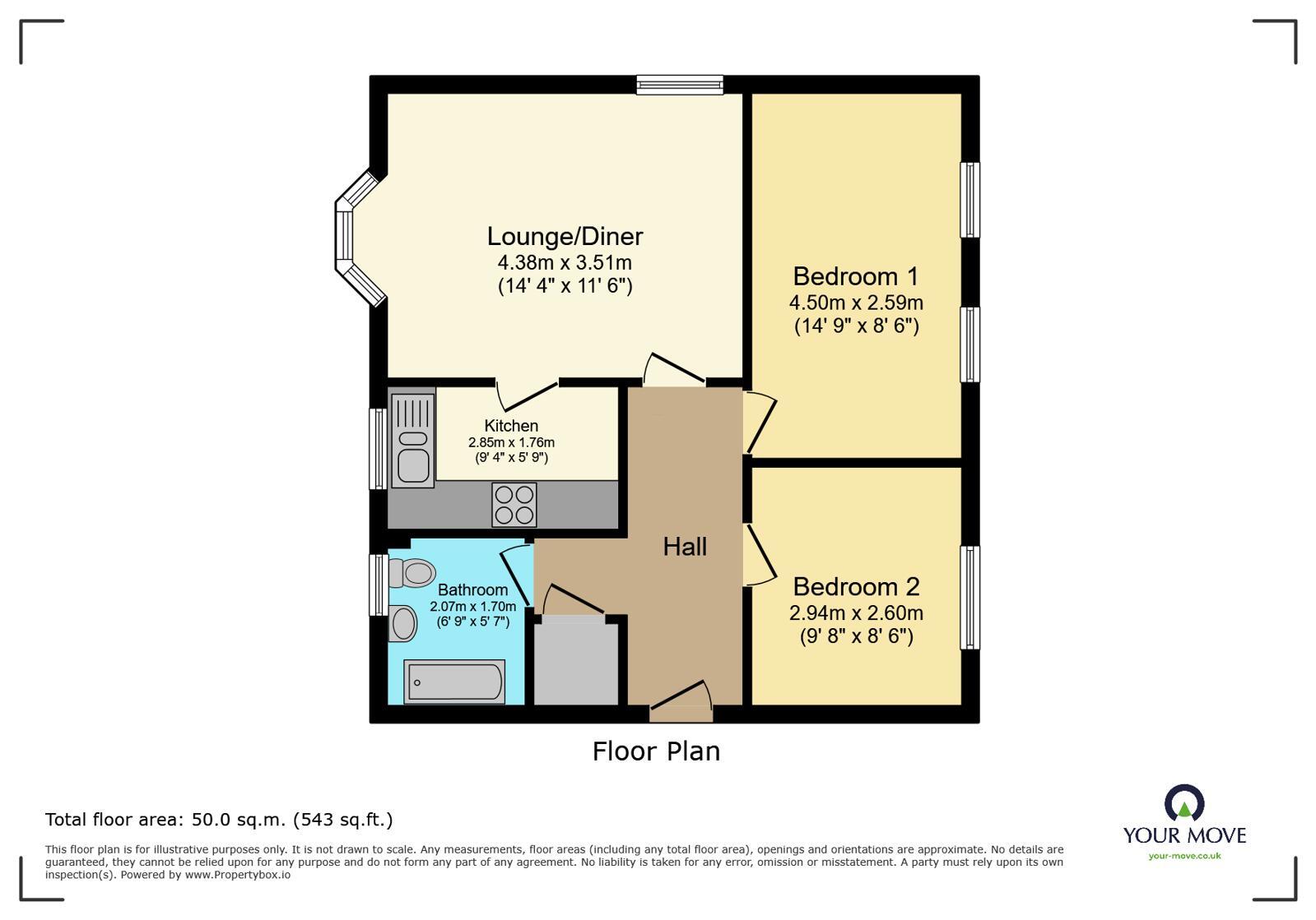 Floorplan of 2 bedroom Flat for sale, Gordon Road, Canterbury, Kent, CT1